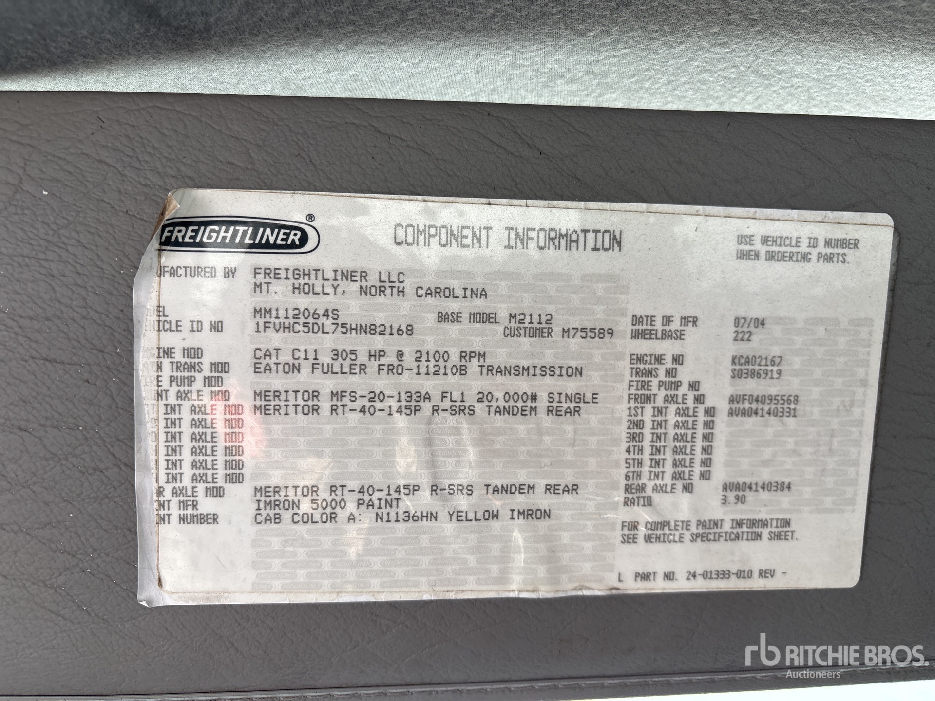General Appearance with Serial Number / VIN
