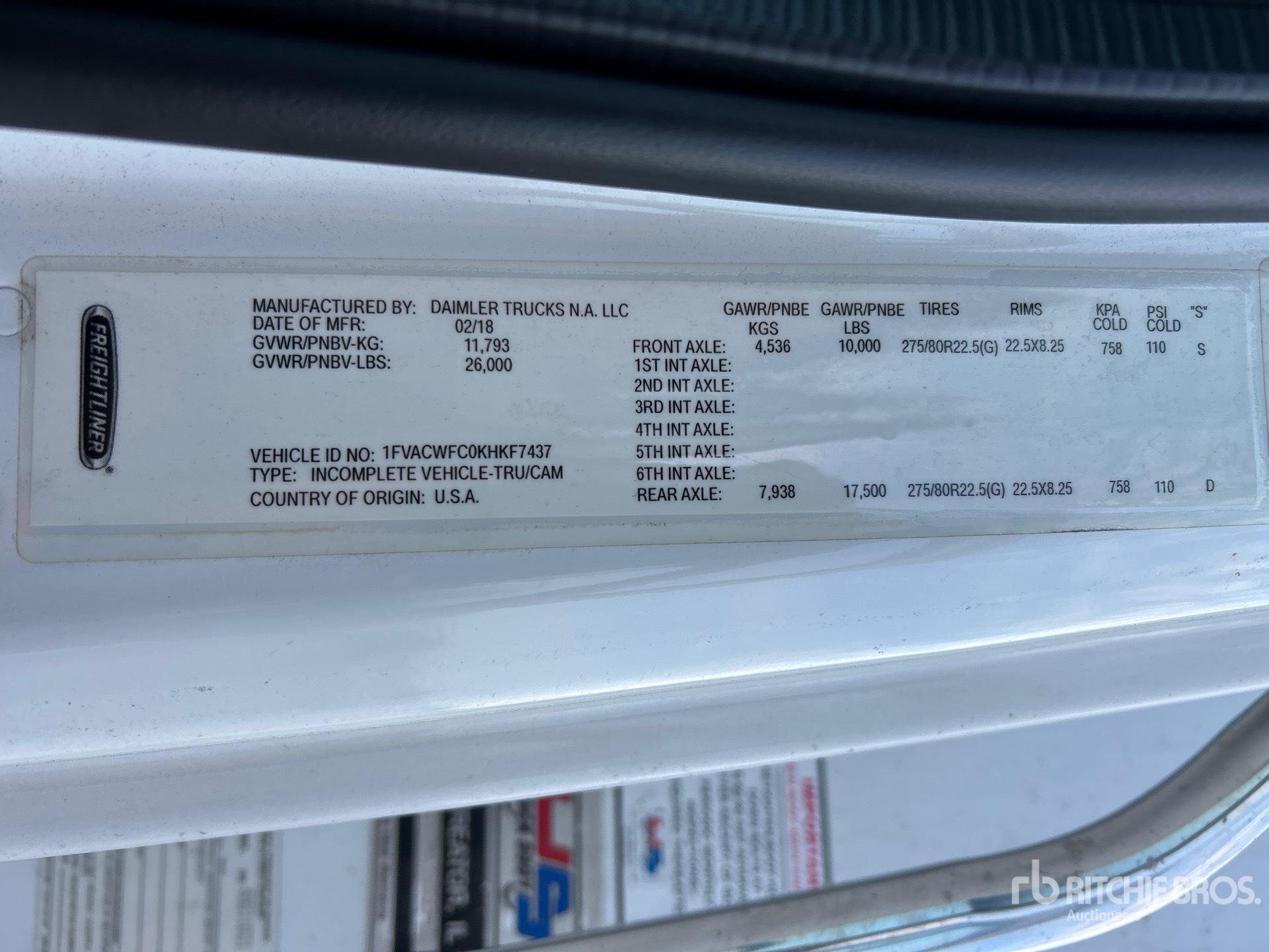 General Appearance with Serial Number / VIN