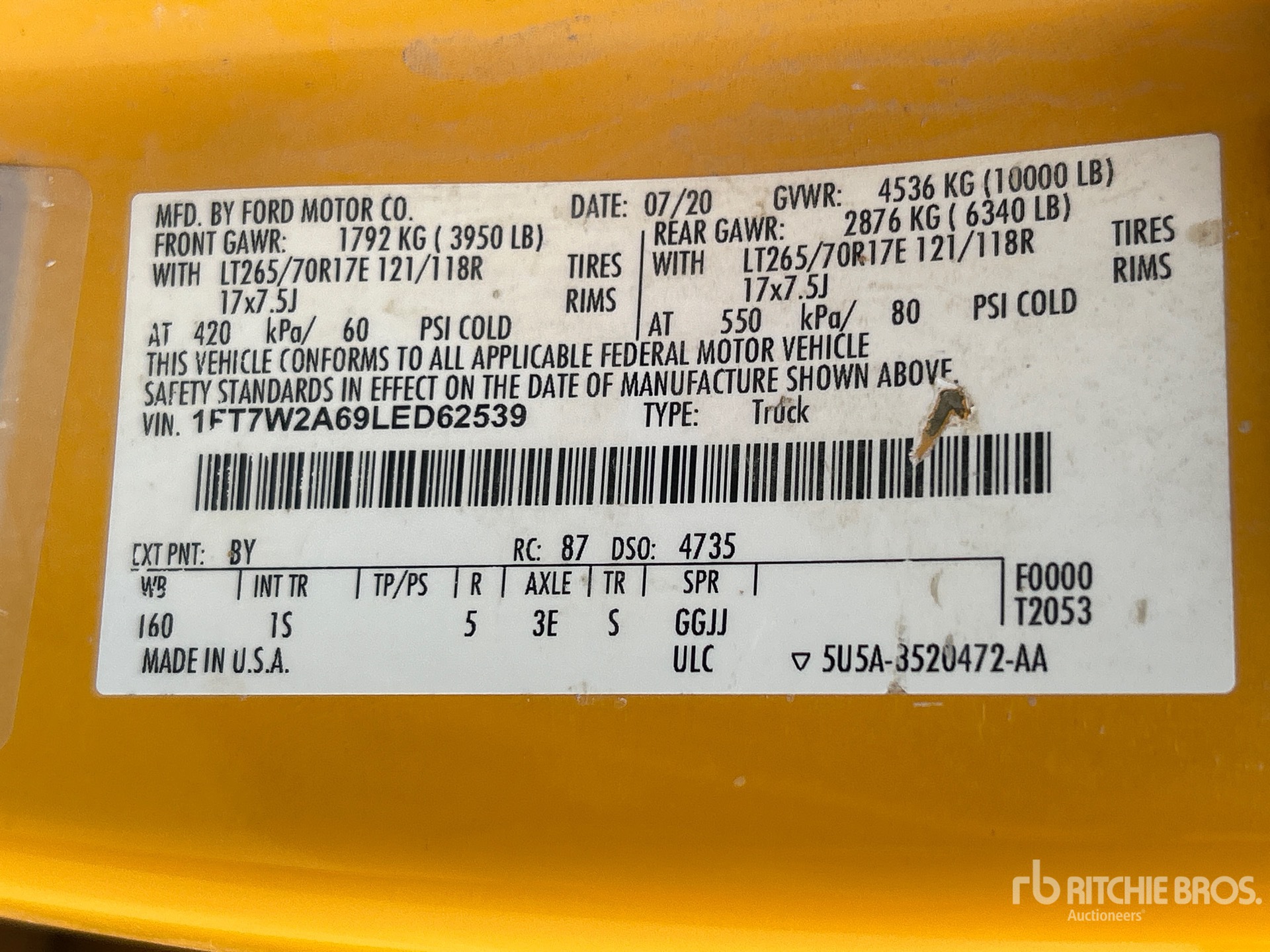 General Appearance with Serial Number / VIN