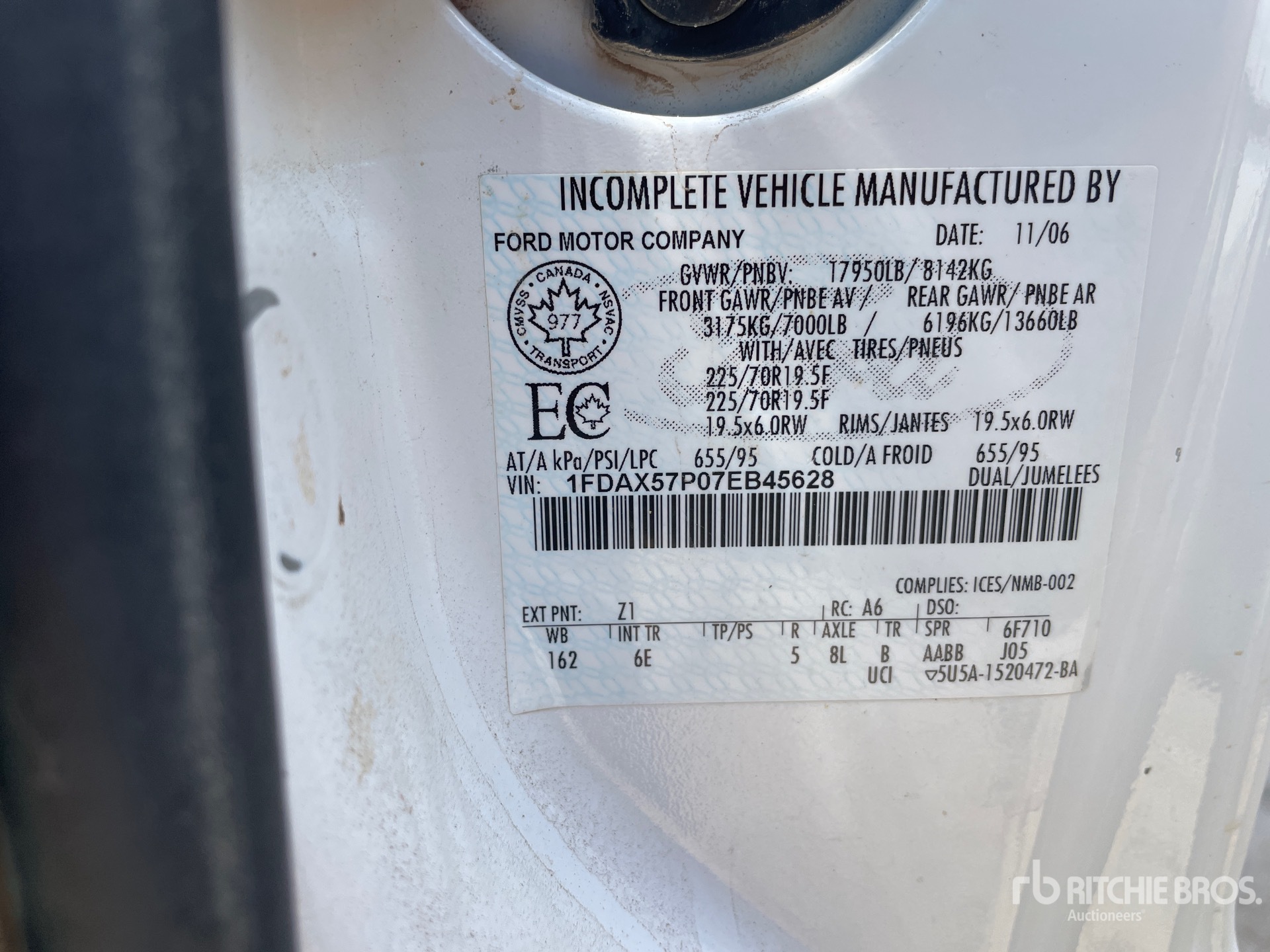 General Appearance with Serial Number / VIN