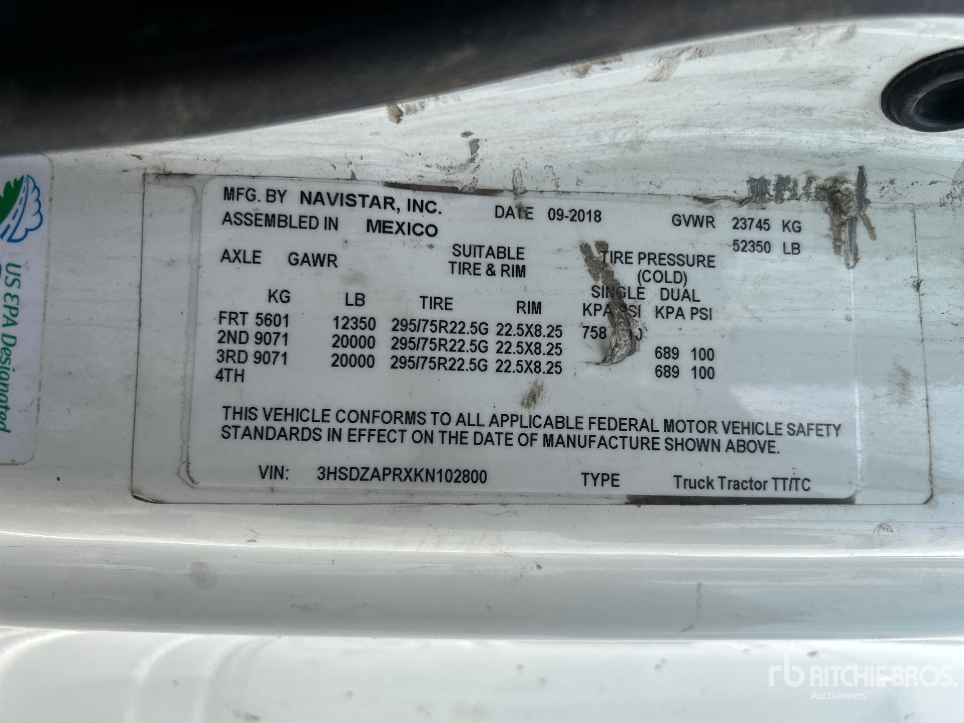 General Appearance with Serial Number / VIN