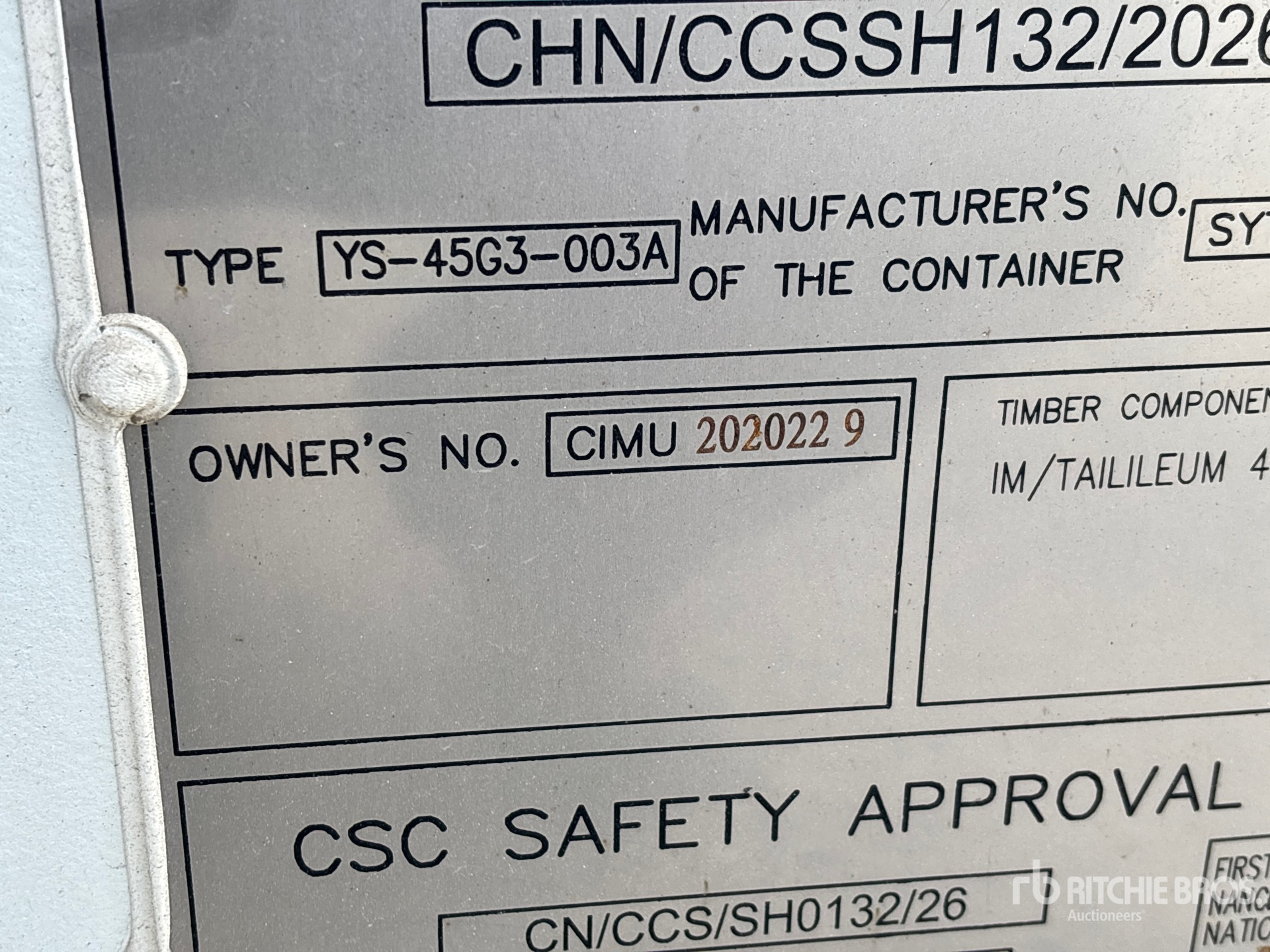 General Appearance with Serial Number / VIN