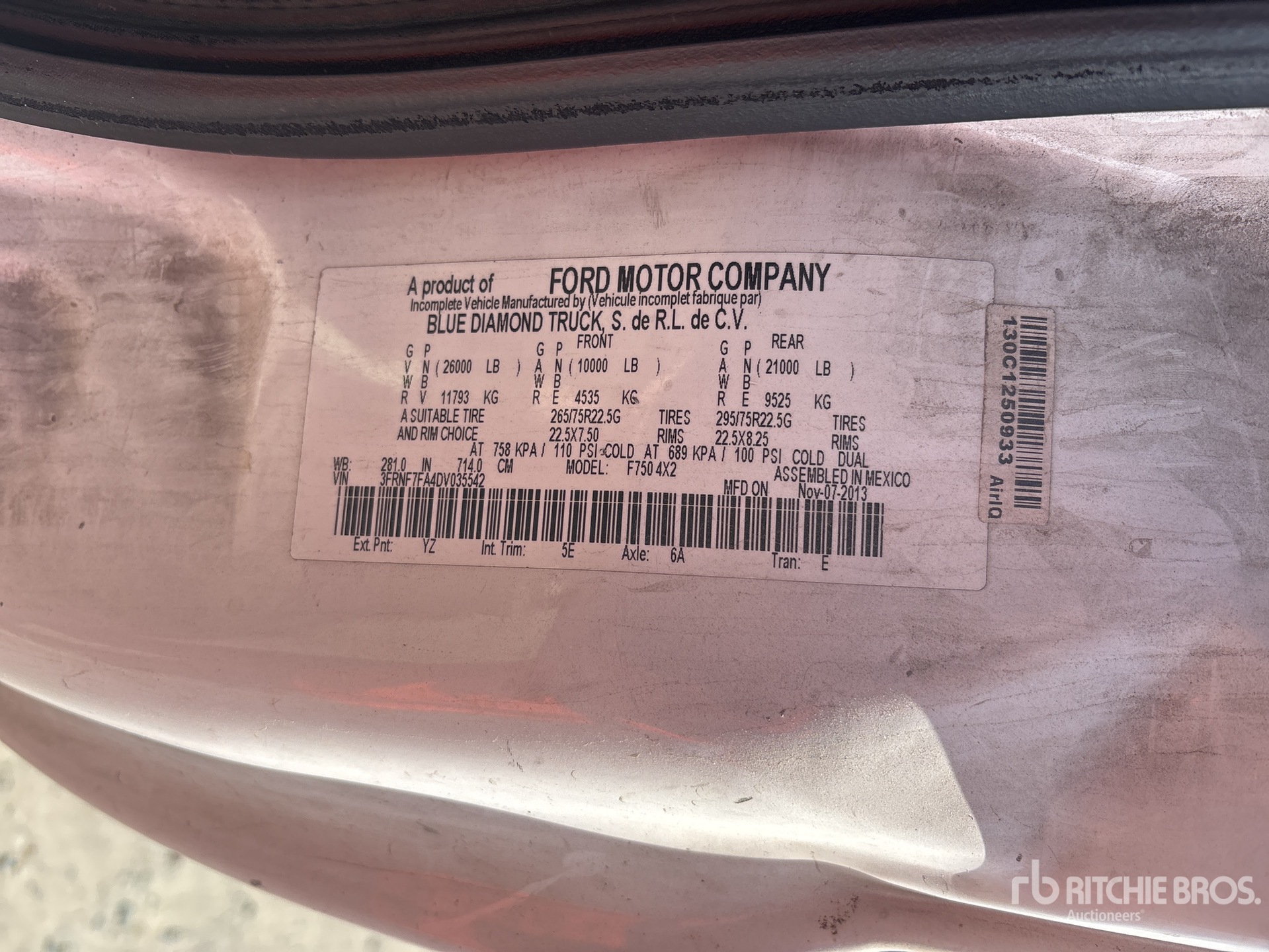 General Appearance with Serial Number / VIN