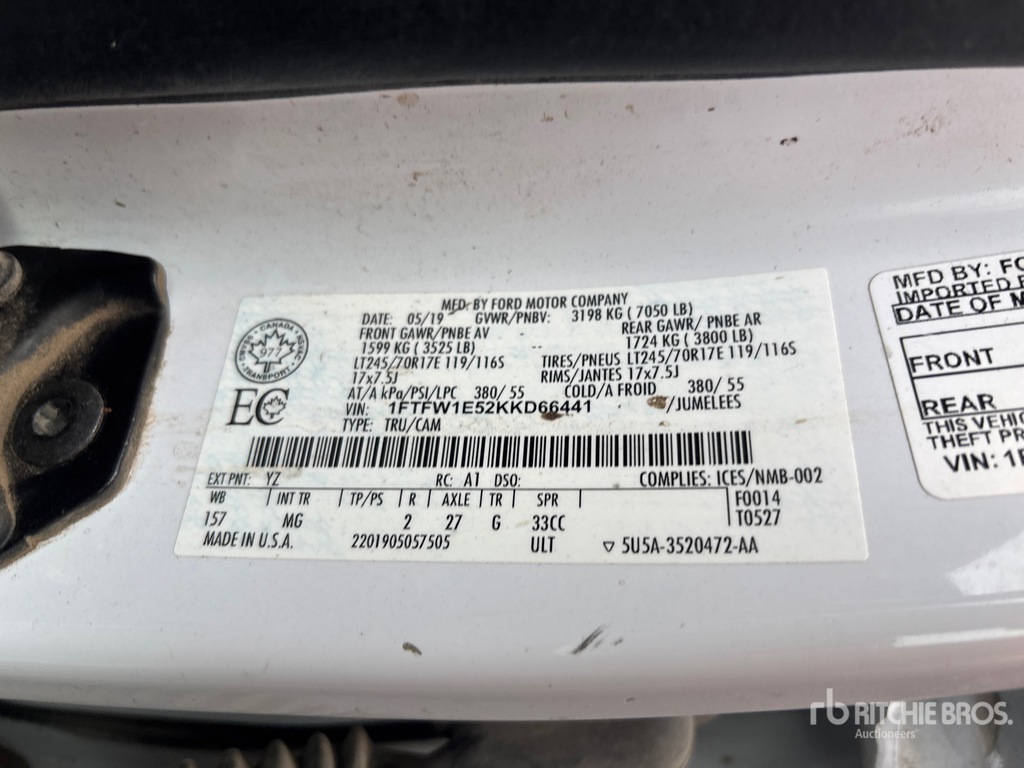 General Appearance with Serial Number / VIN