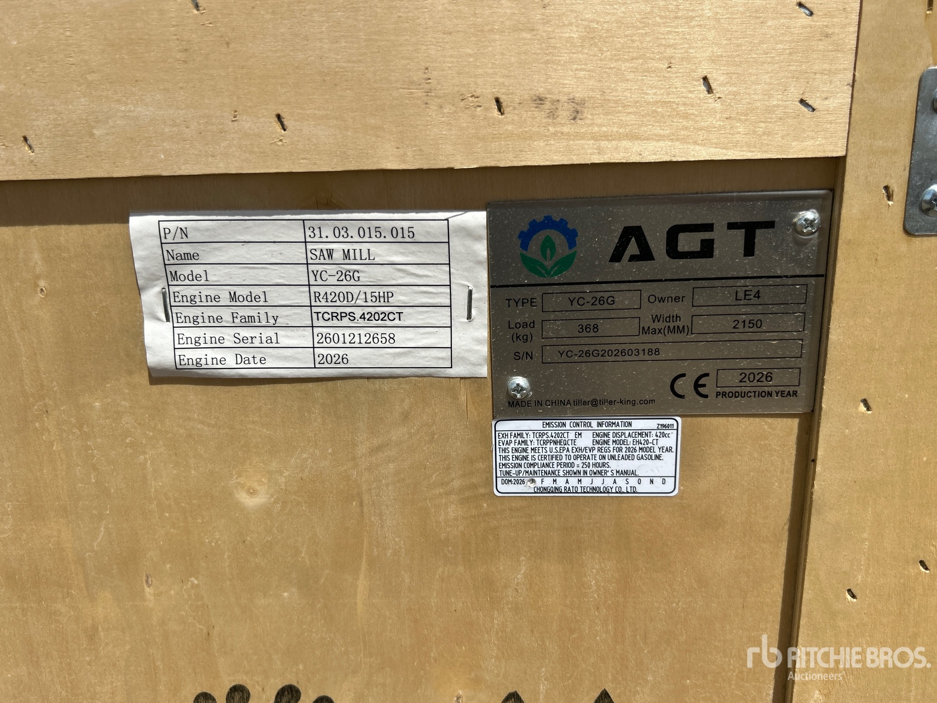General Appearance with Serial Number / VIN
