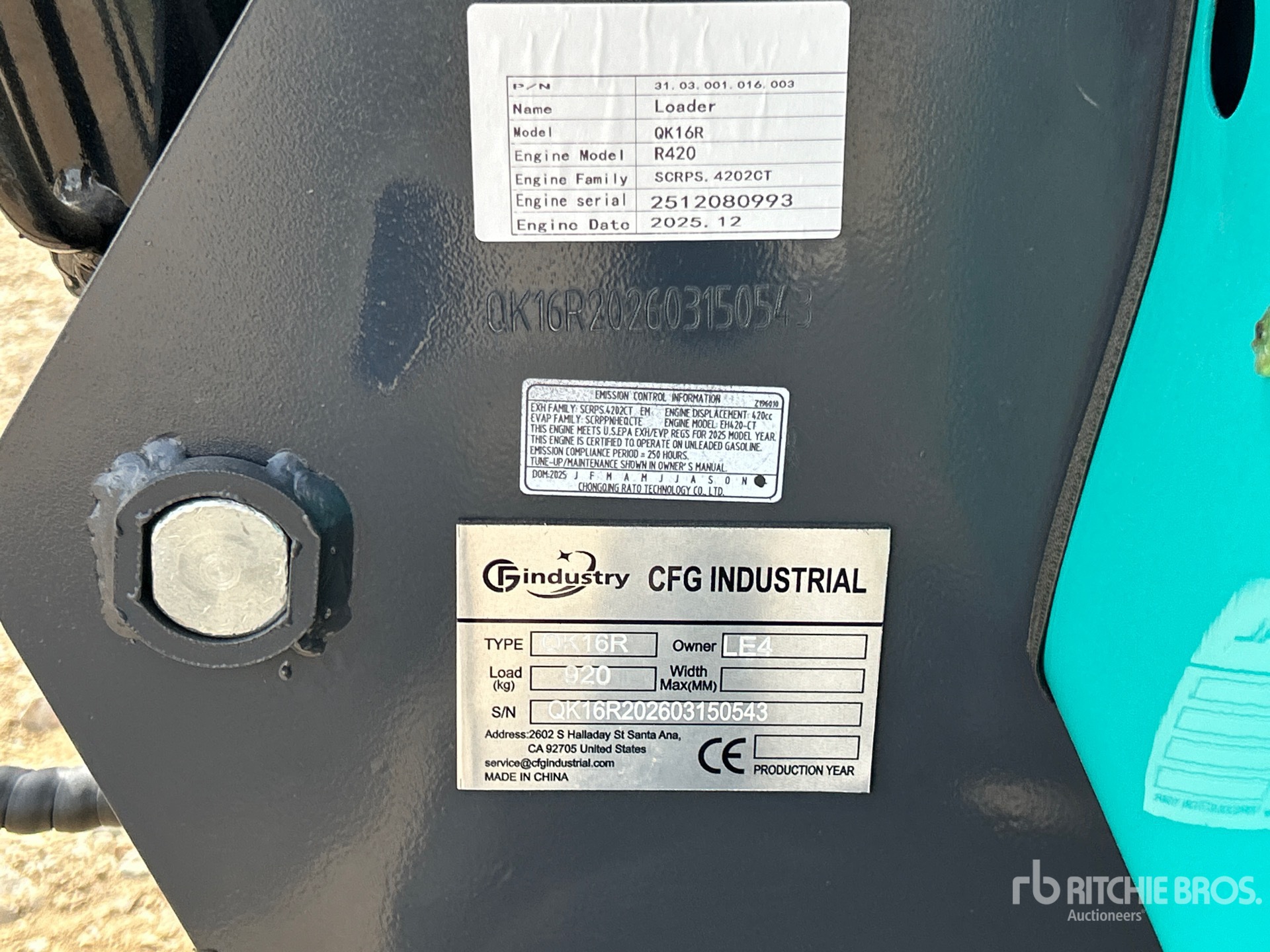 General Appearance with Serial Number / VIN