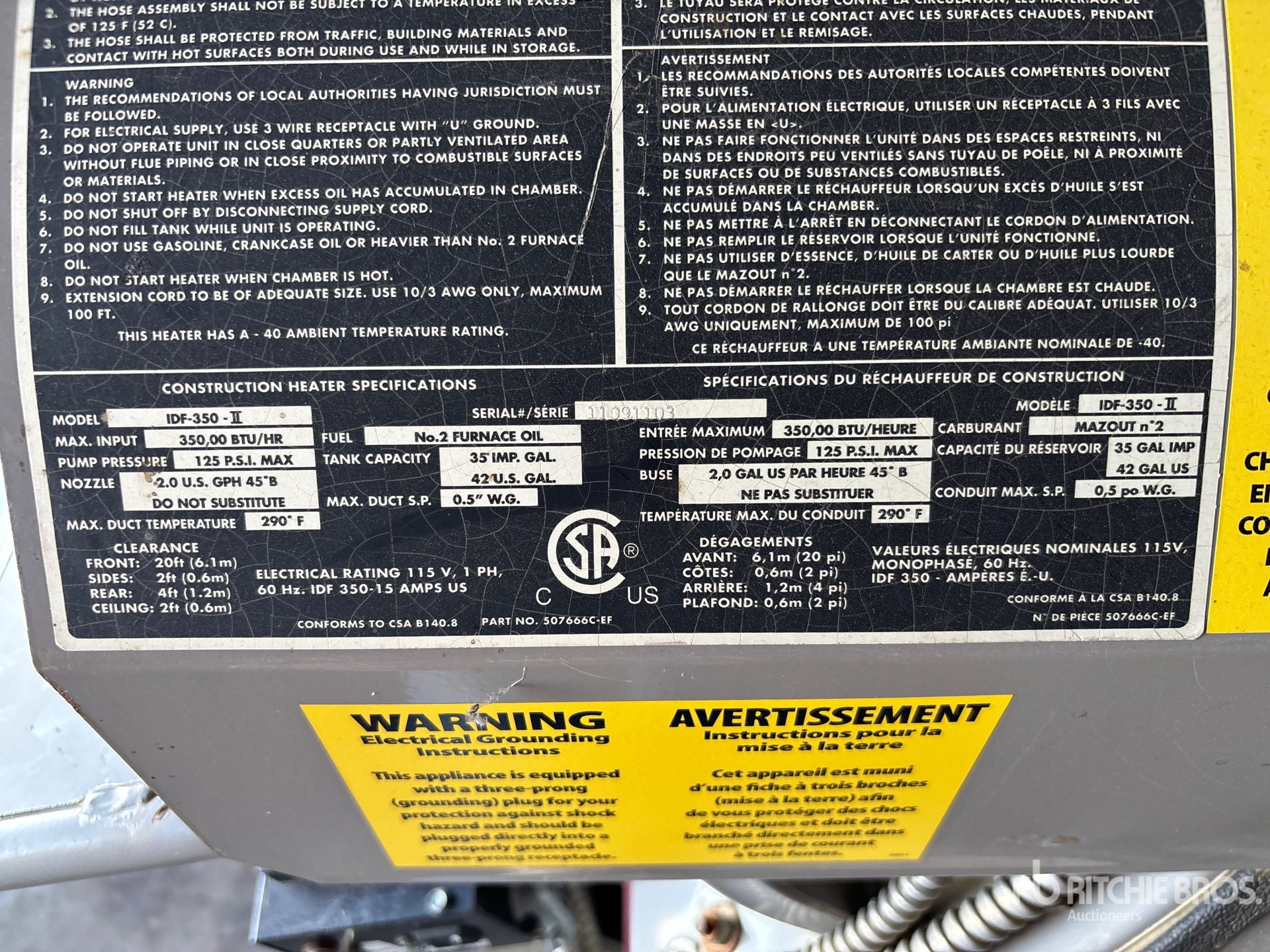 General Appearance with Serial Number / VIN