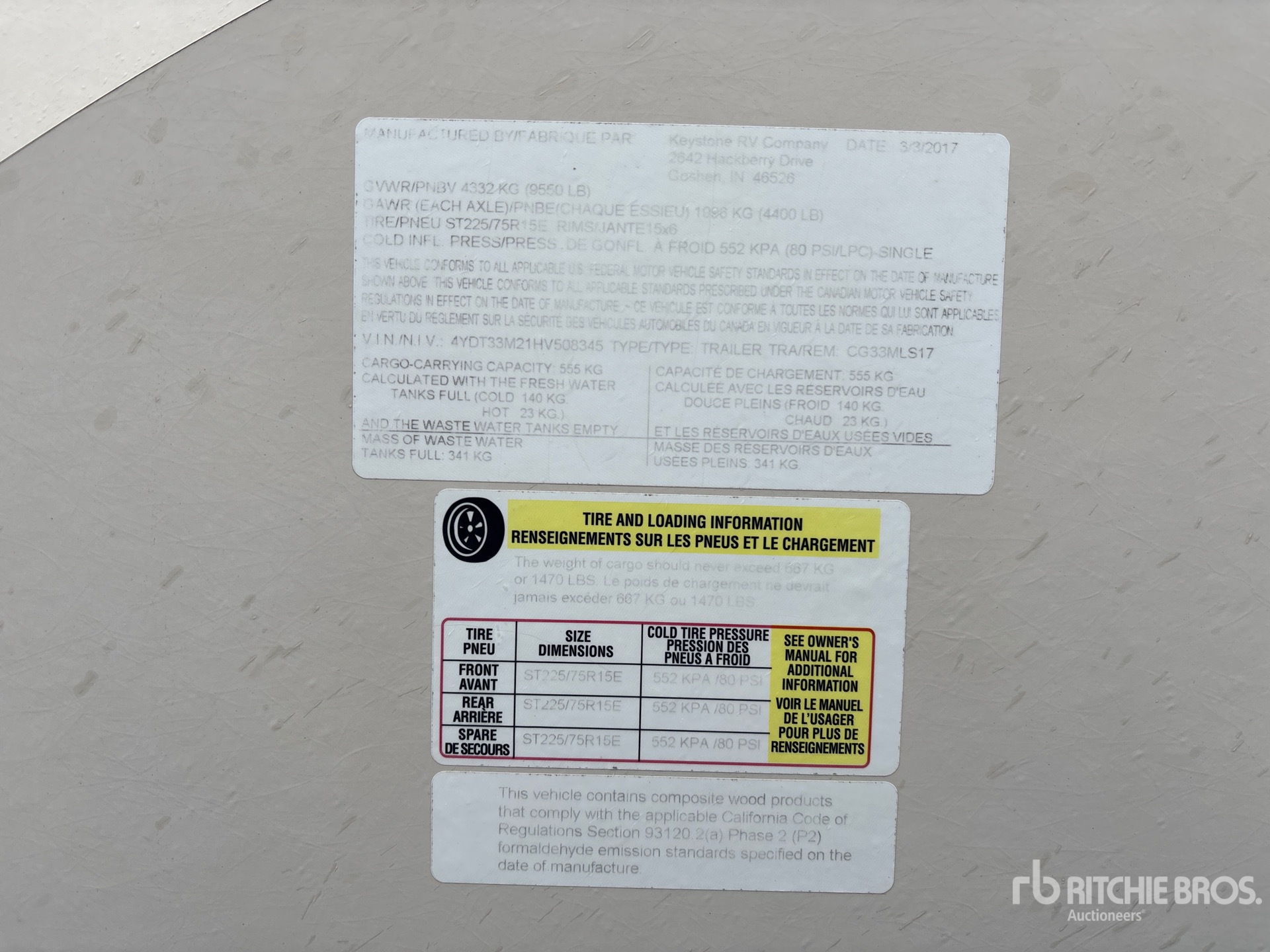 General Appearance with Serial Number / VIN