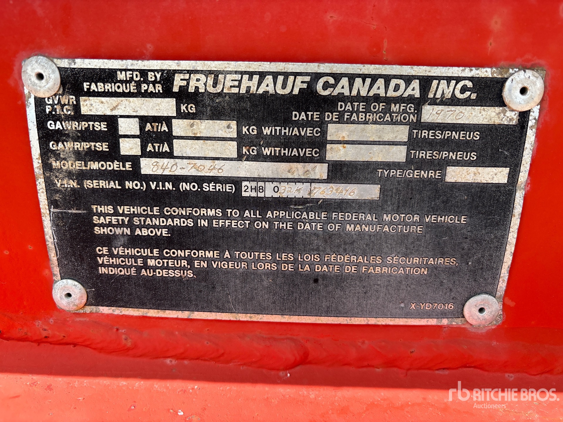 1970 Fruehauf 40 ft T/A Sprayer Nurse