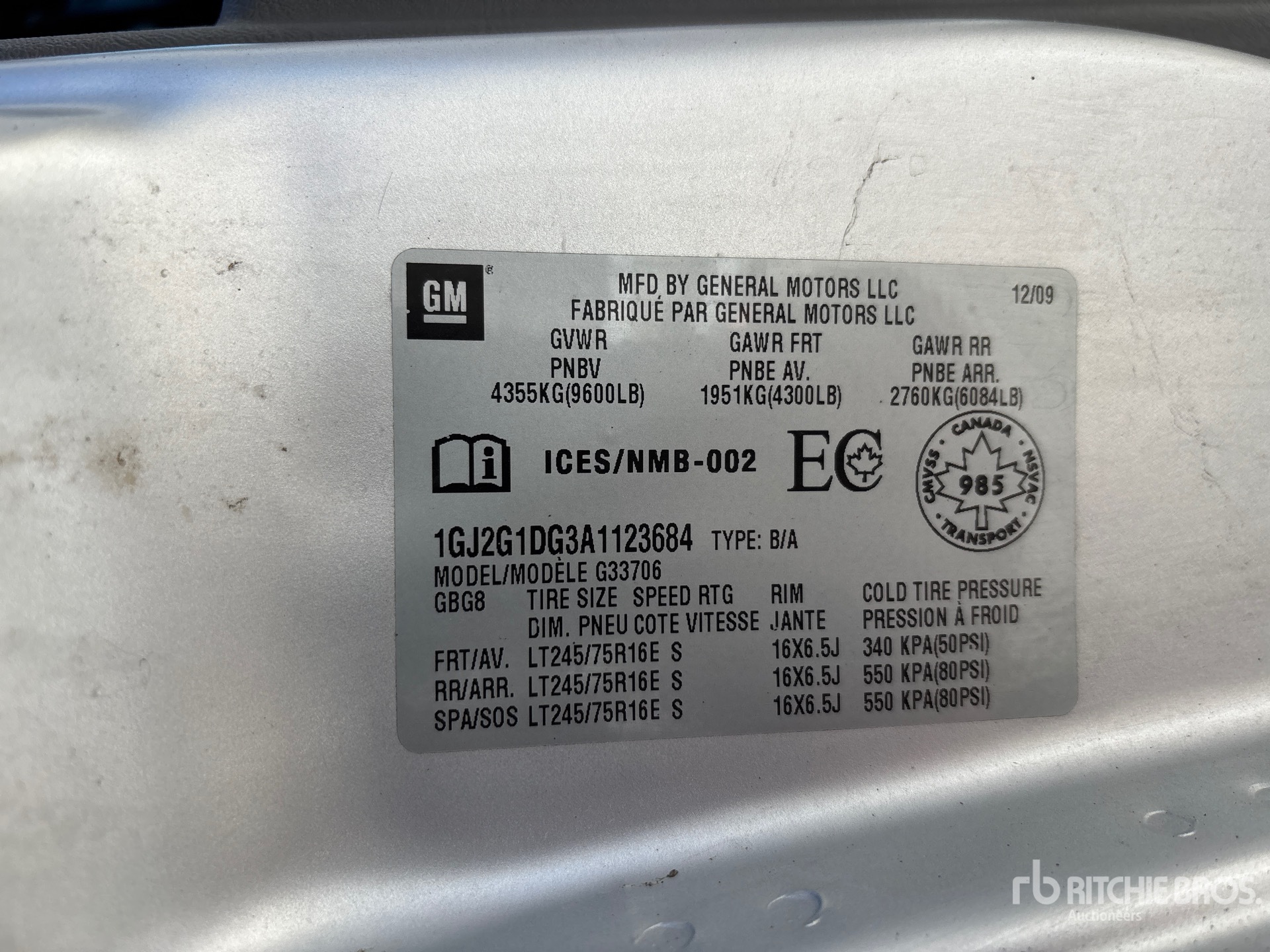 General Appearance with Serial Number / VIN