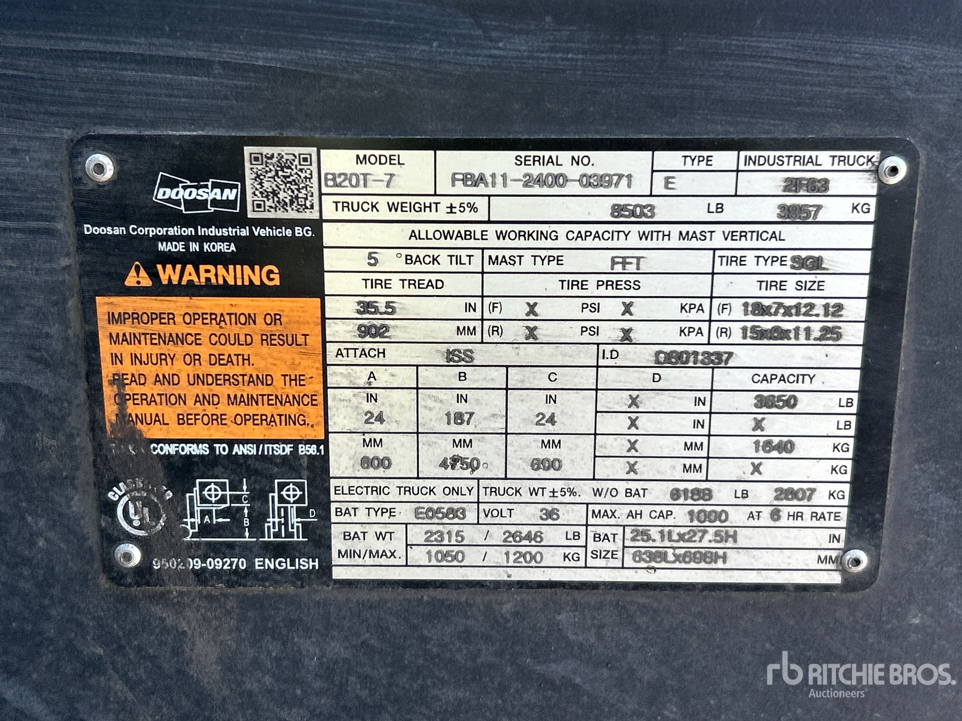 General Appearance with Serial Number / VIN