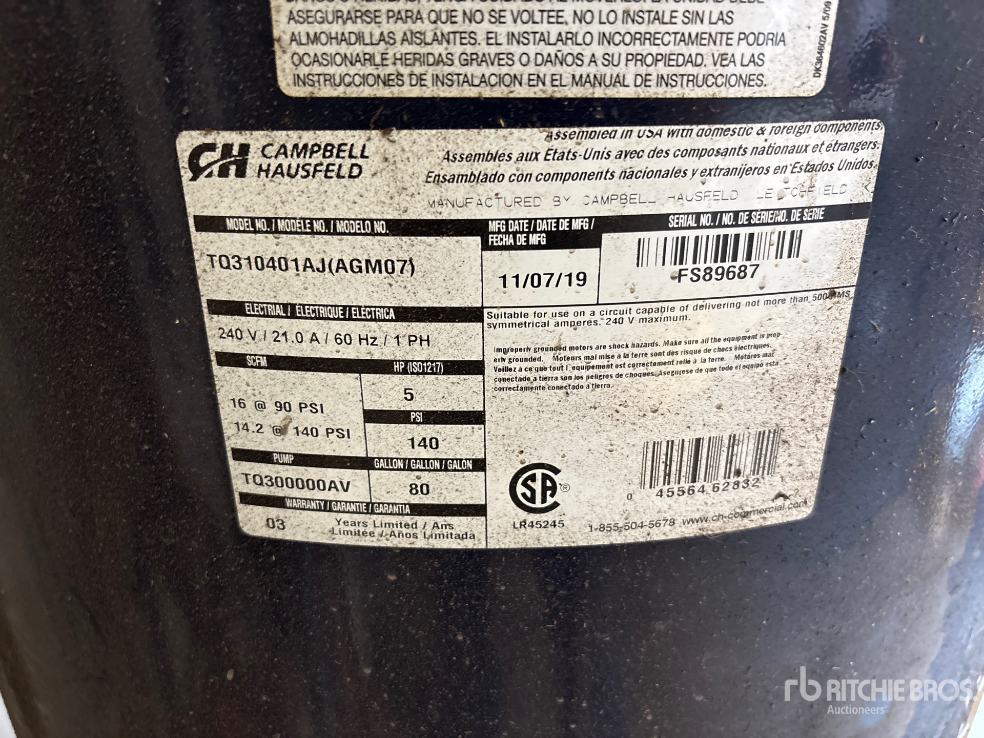 General Appearance with Serial Number / VIN