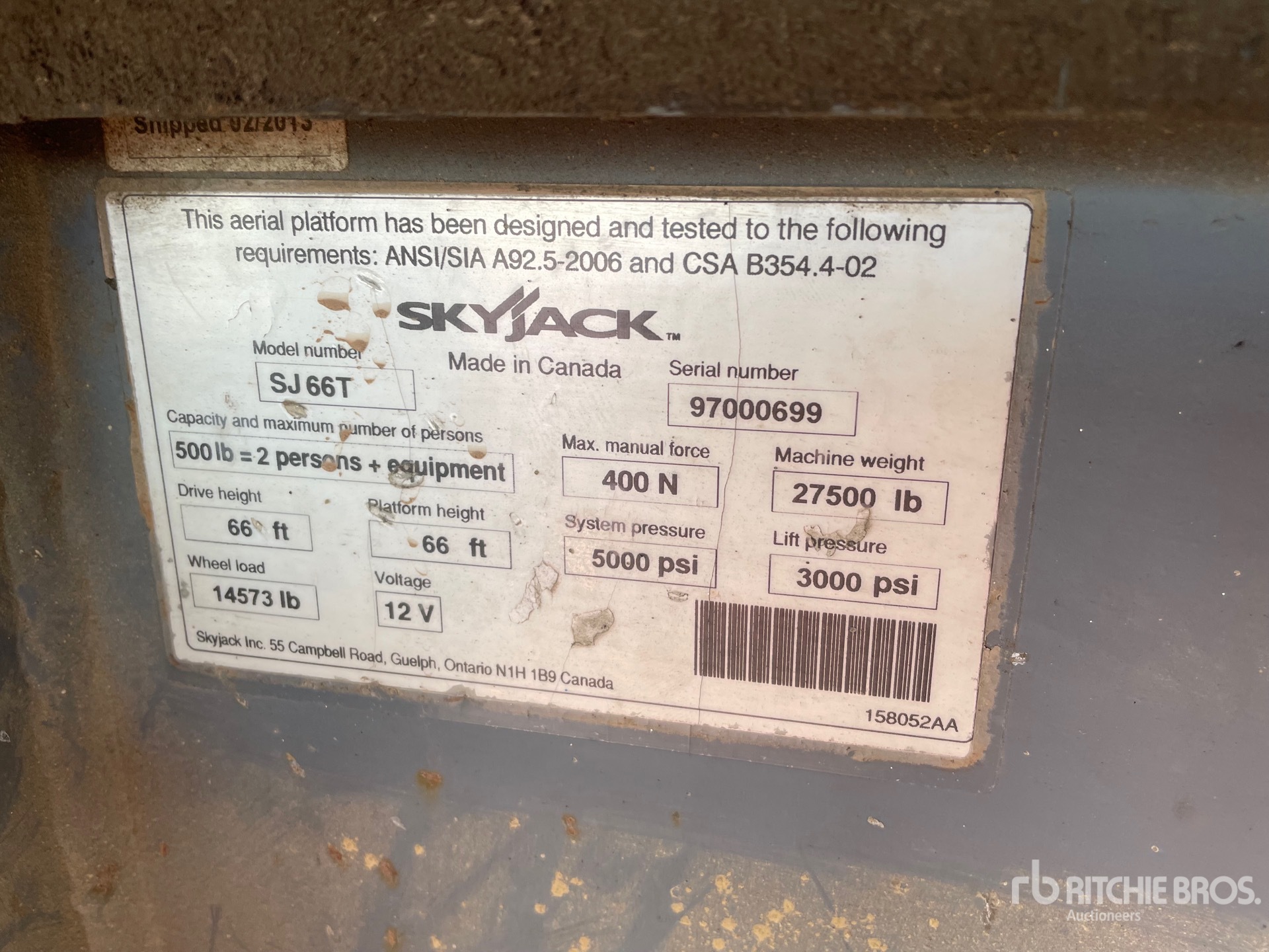 Photo of a 2013 Skyjack SJ66T