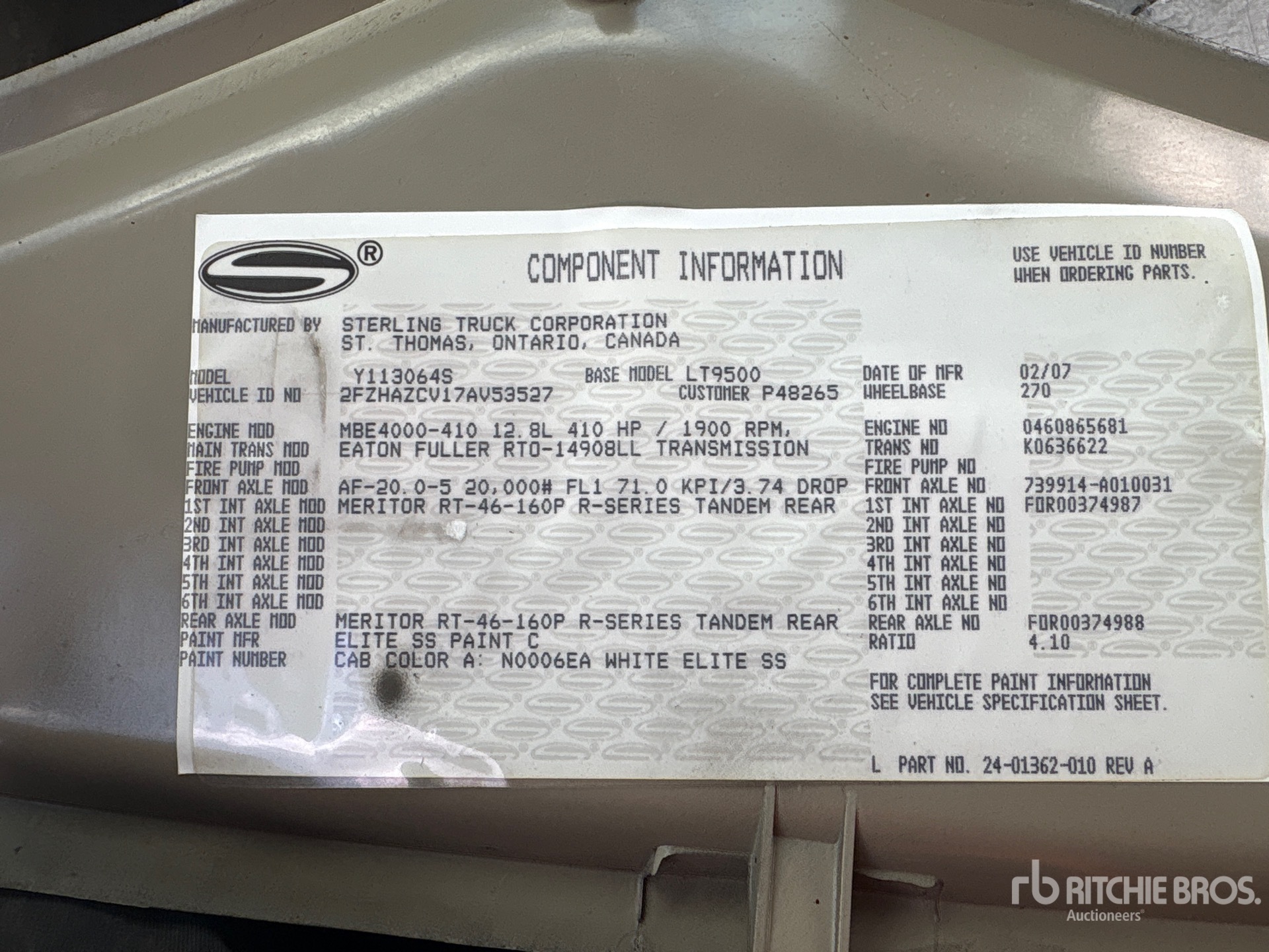 General Appearance with Serial Number / VIN