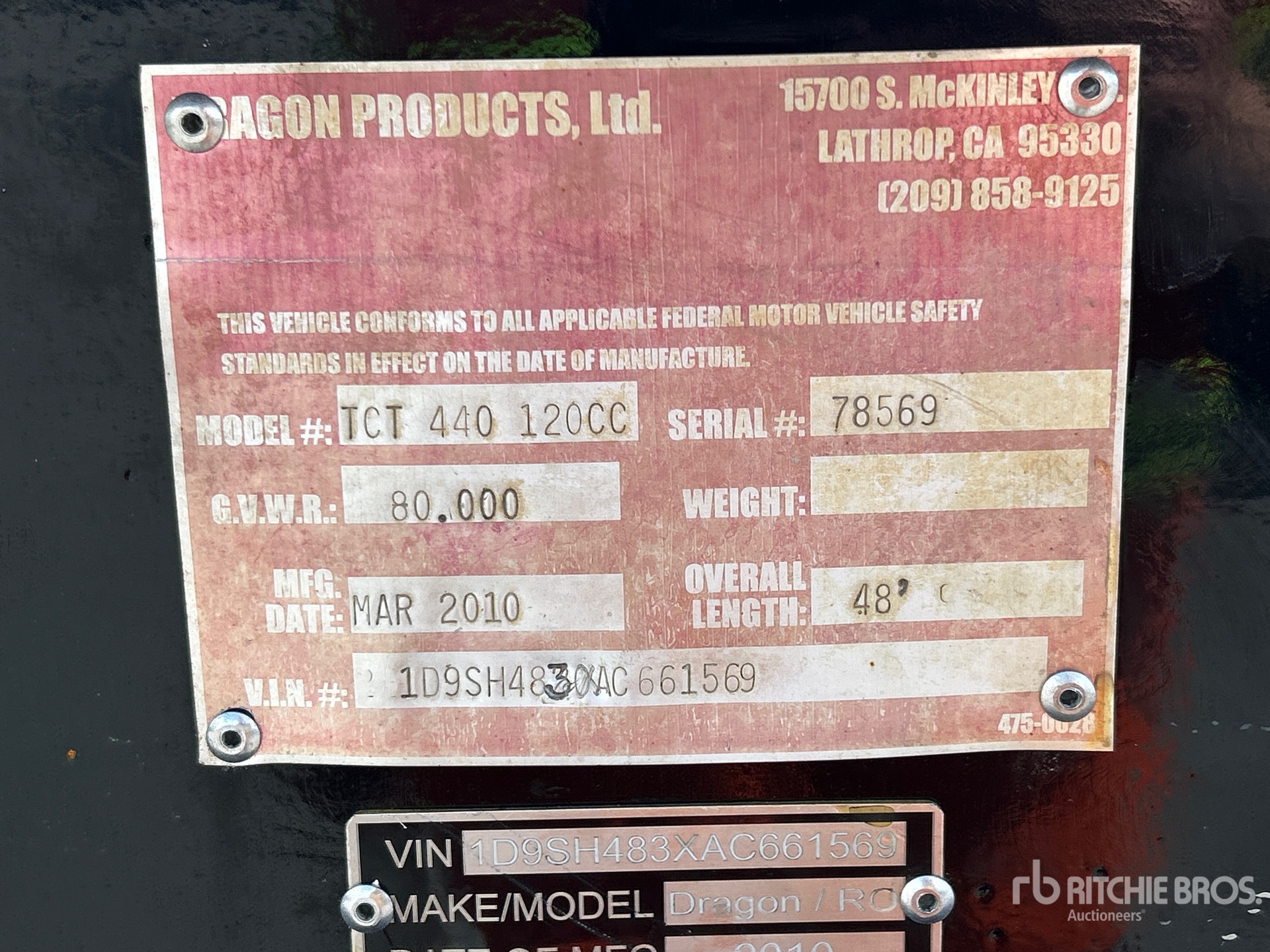 General Appearance with Serial Number / VIN