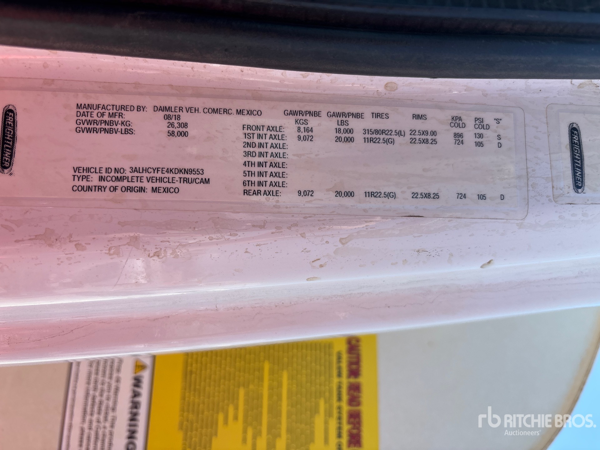 General Appearance with Serial Number / VIN