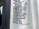 General Appearance with Motor Vehicle Safety Standards Label