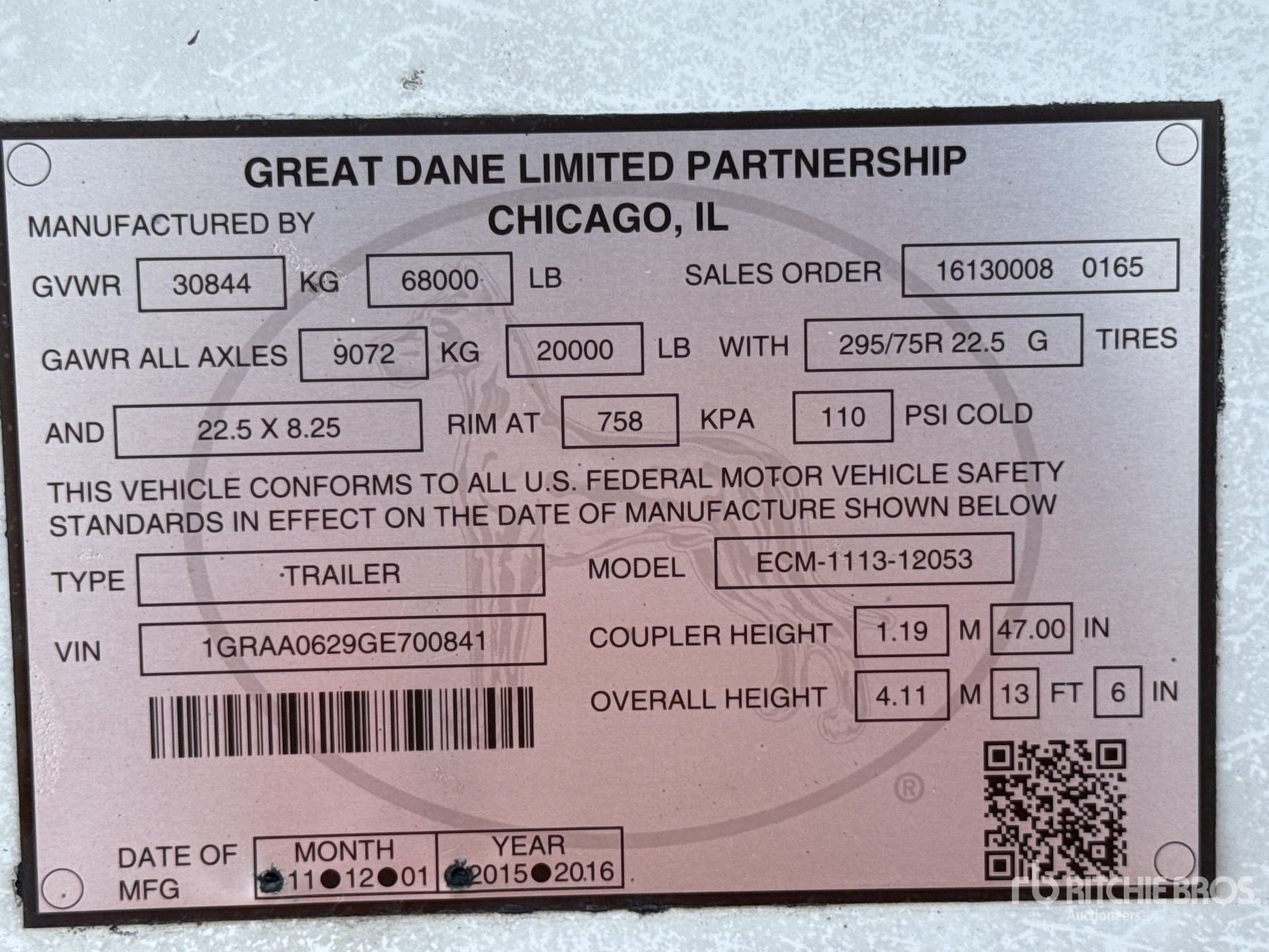 General Appearance with Serial Number / VIN