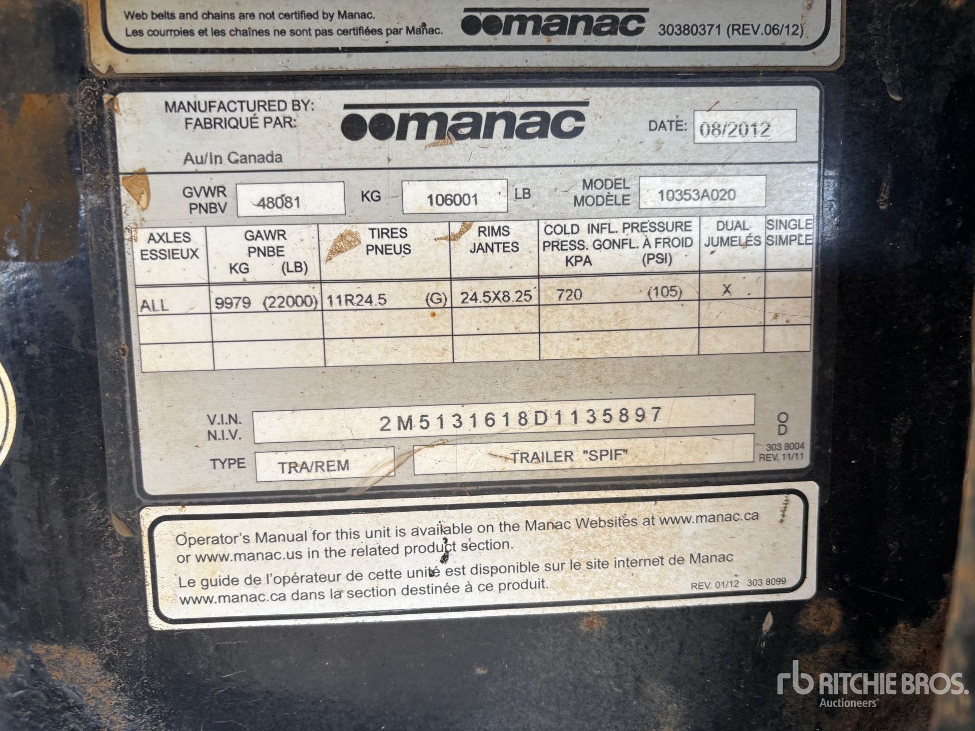 General Appearance with Serial Number / VIN