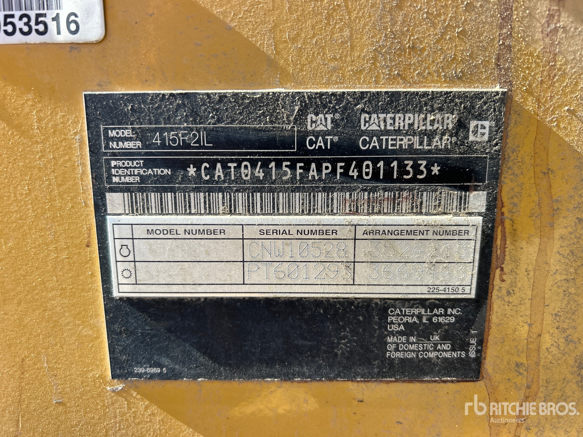 General Appearance with Serial Number / VIN