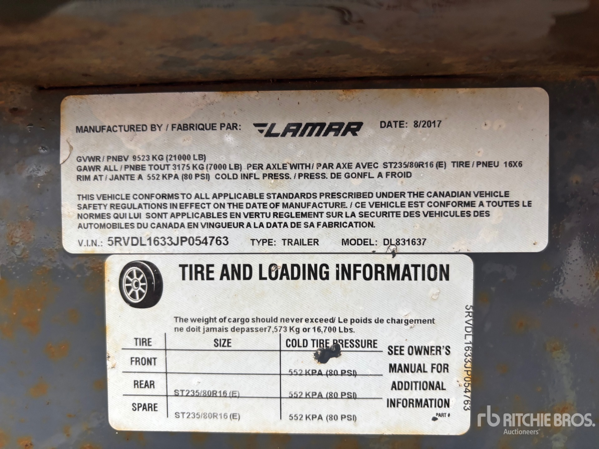 General Appearance with Serial Number / VIN