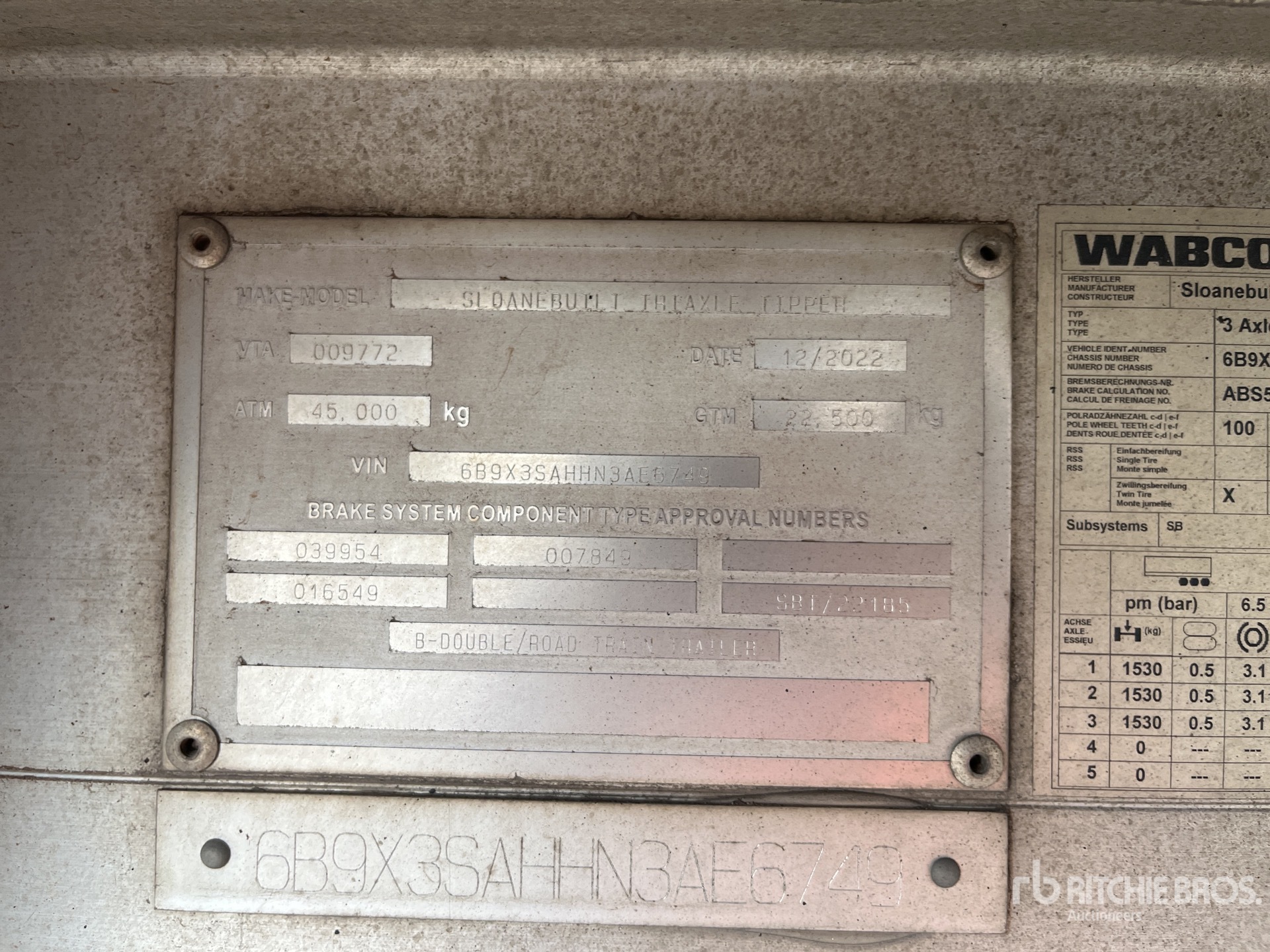 General Appearance with Serial Number / VIN