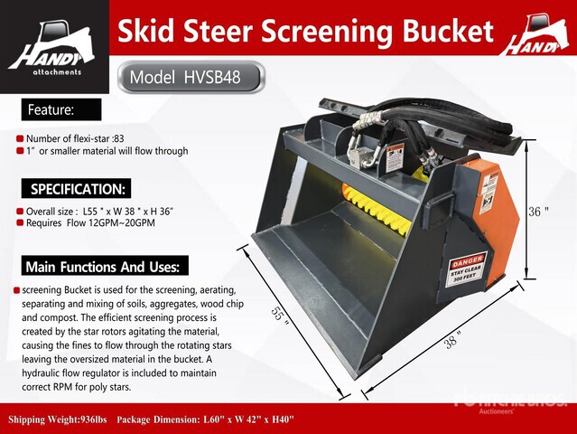 2026 Handy HVSB48 Skid Steer Screening Bucket