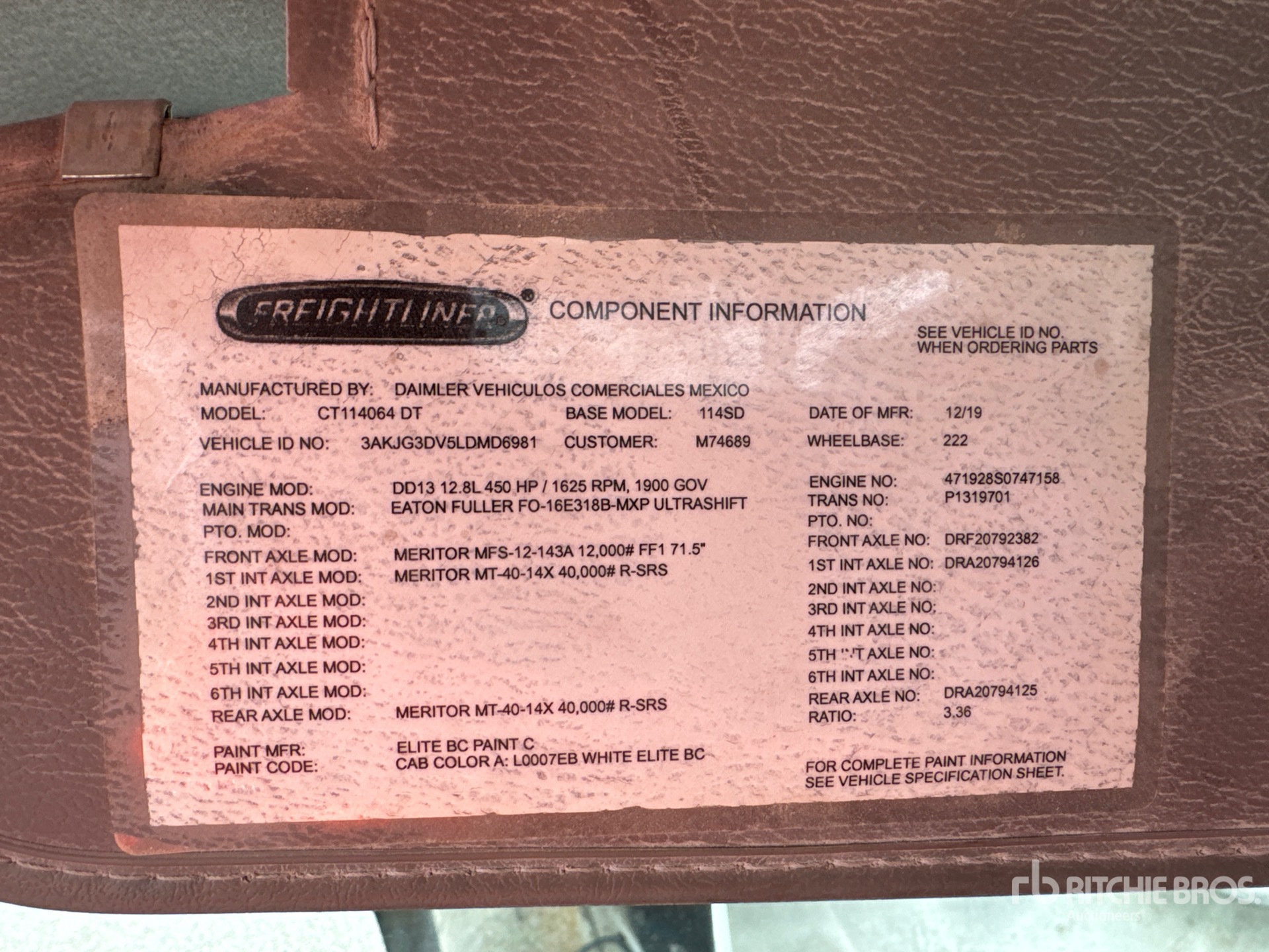 General Appearance with Serial Number / VIN