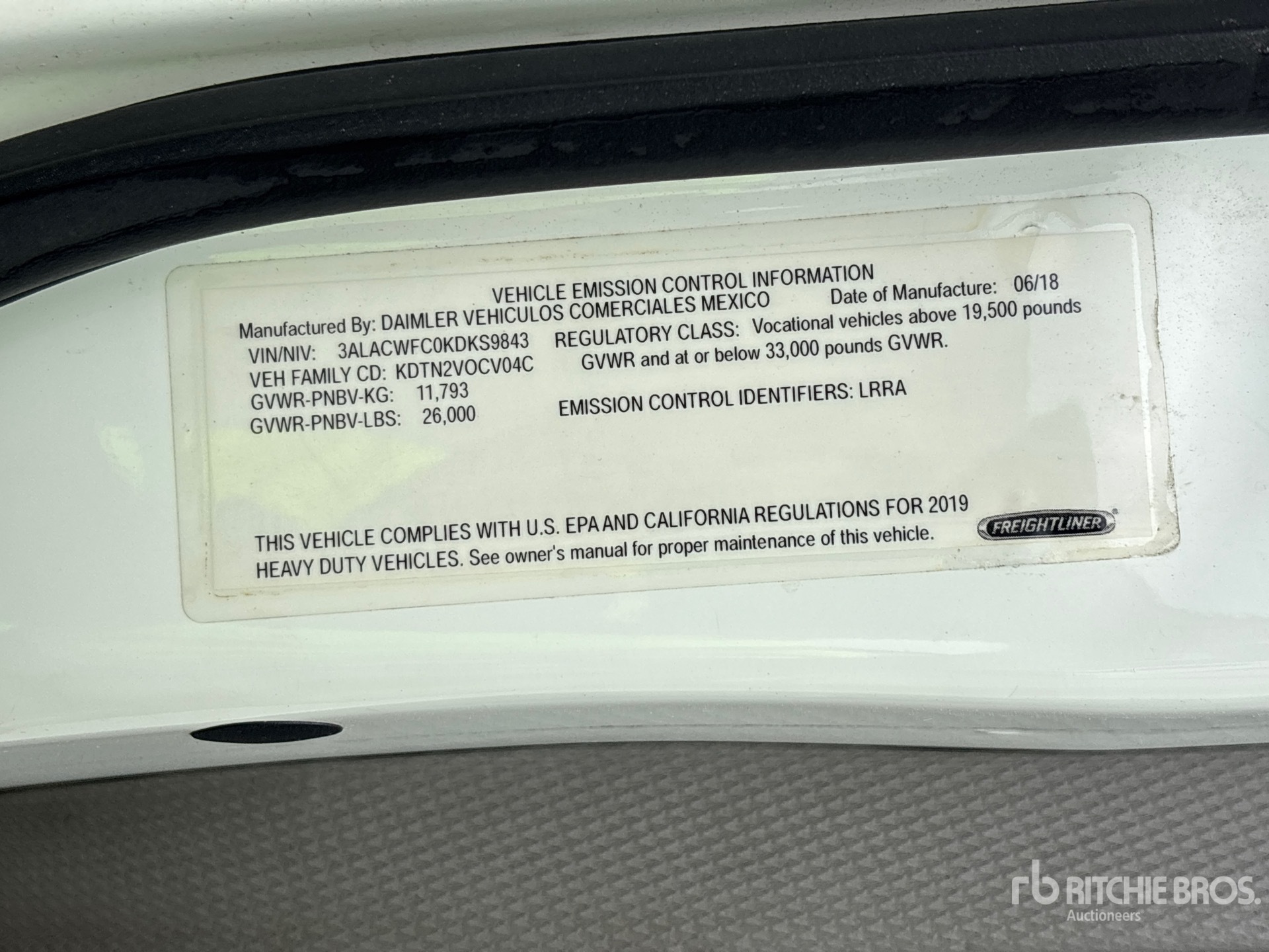 General Appearance with Serial Number / VIN