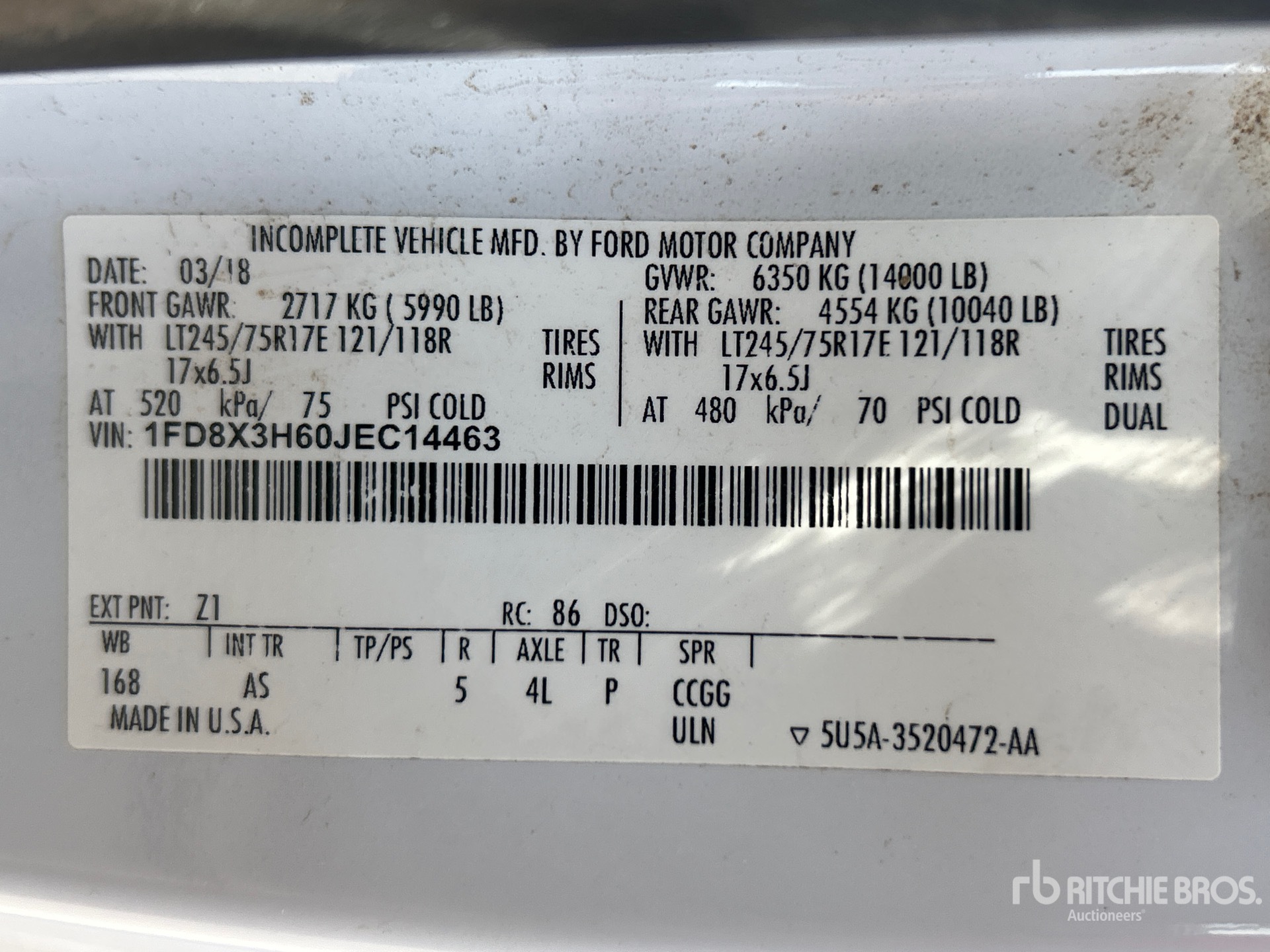 General Appearance with Serial Number / VIN
