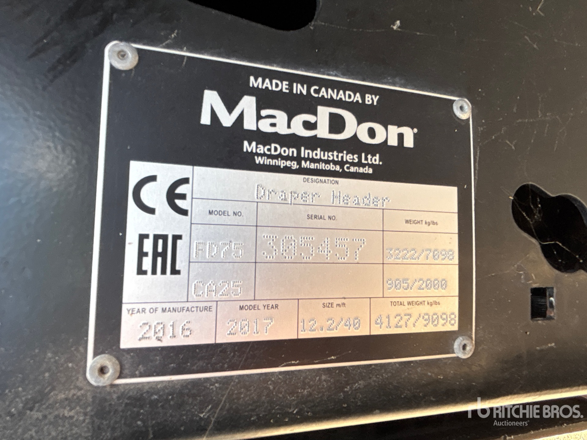 2017 Macdon FD75-D