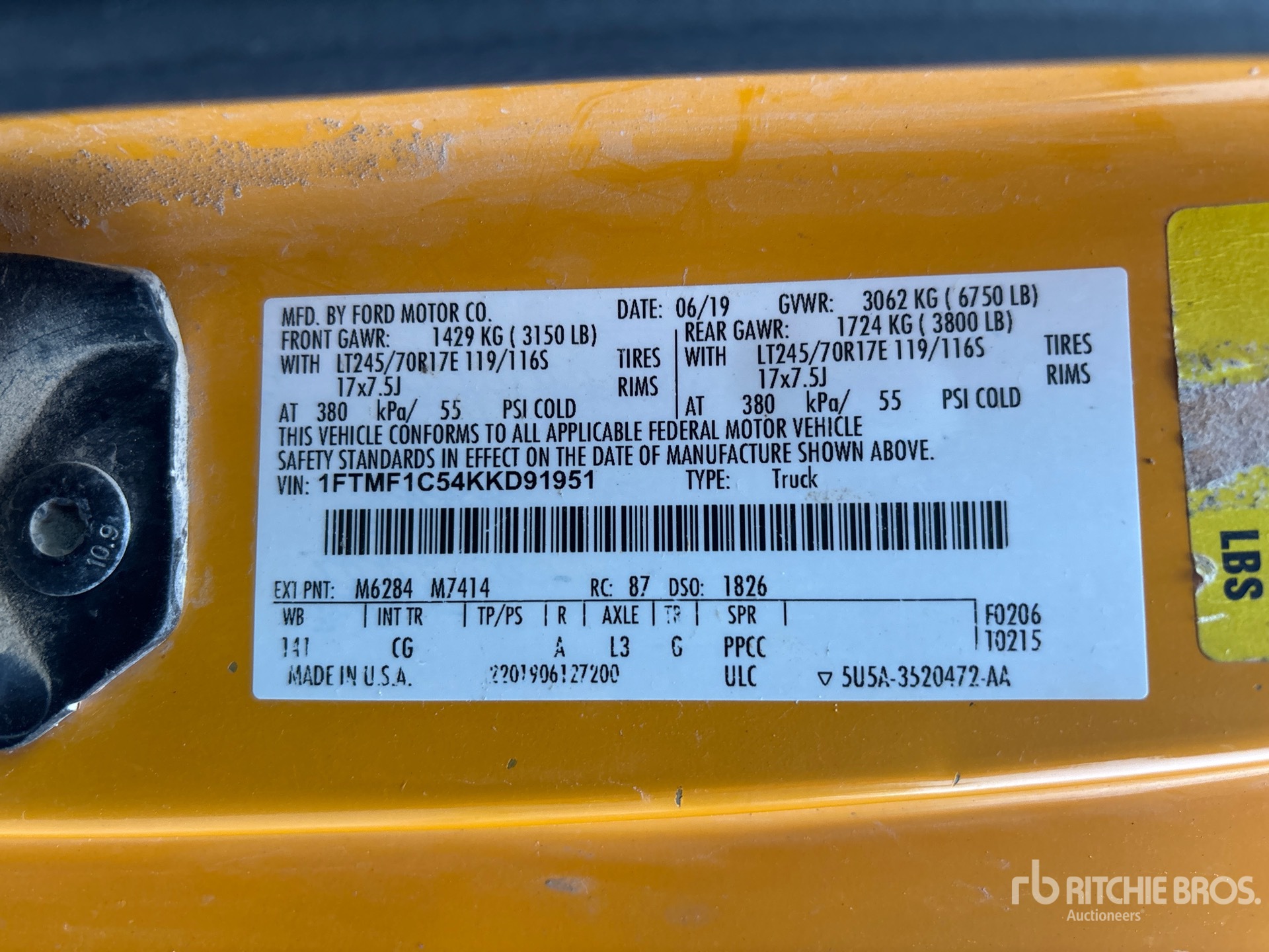 General Appearance with Serial Number / VIN