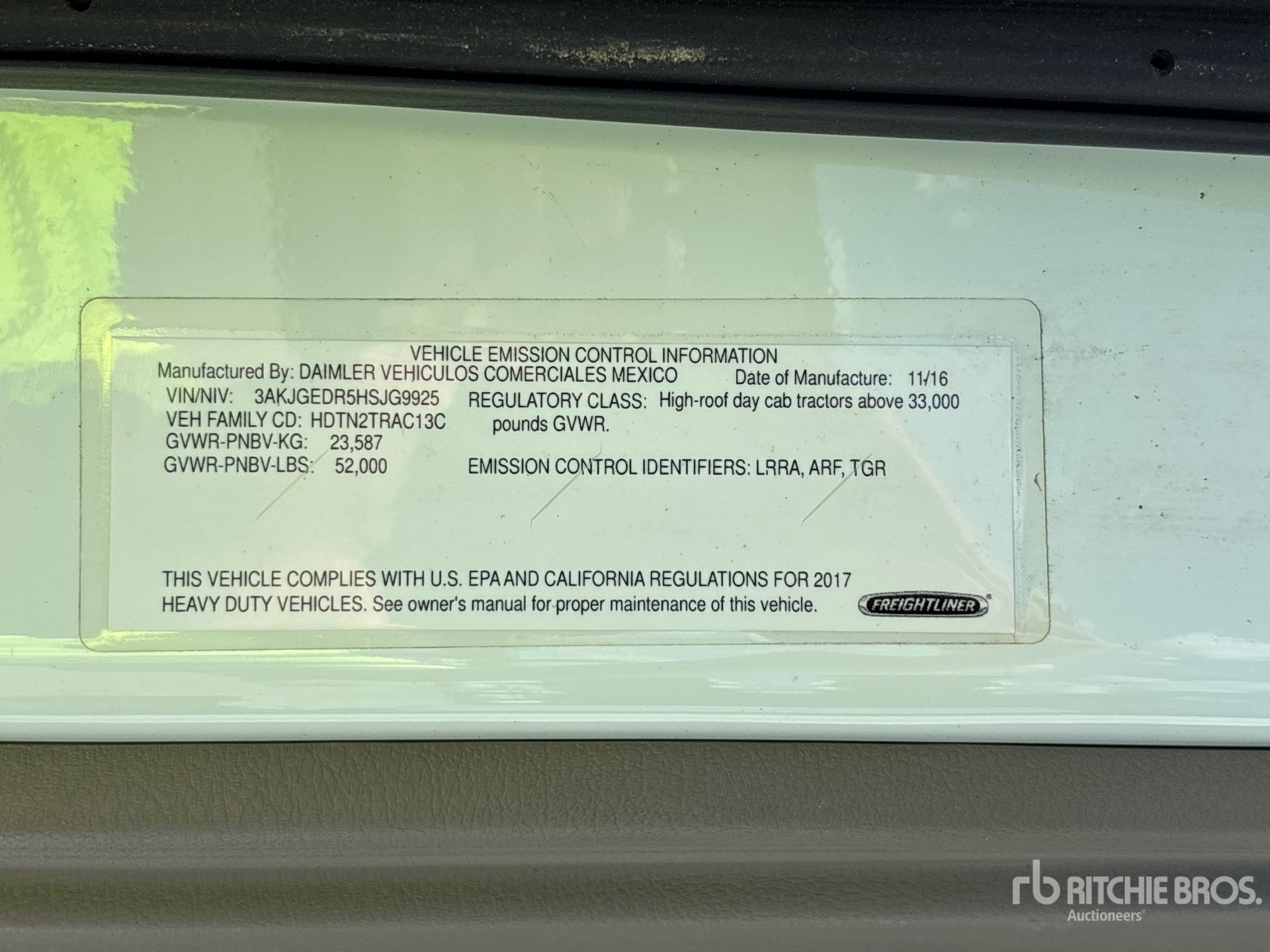 General Appearance with Serial Number / VIN