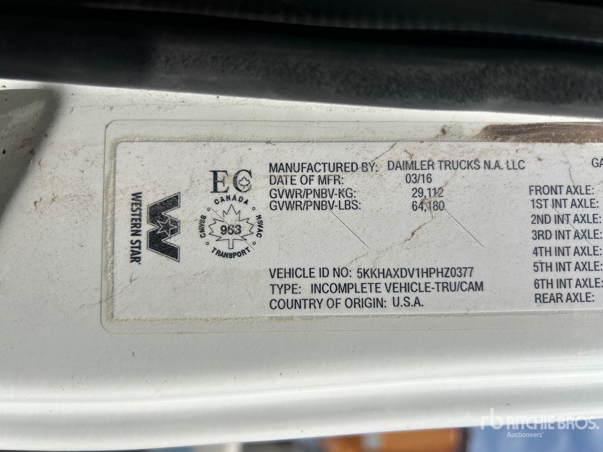 General Appearance with Serial Number / VIN