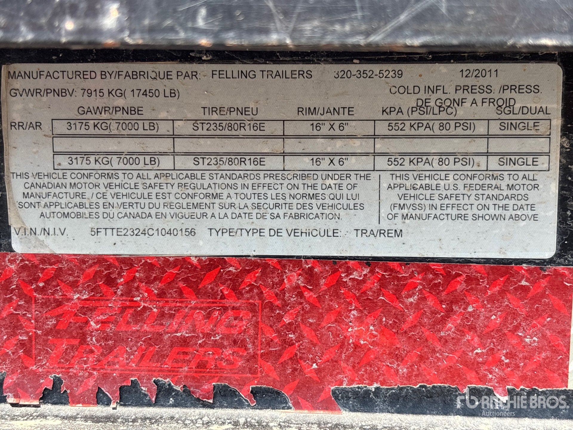 2012 Felling Trailers, Inc. FT14
