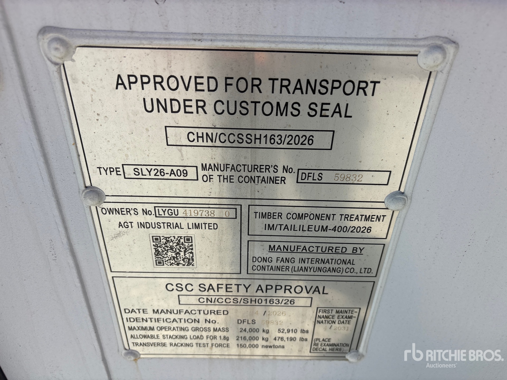 General Appearance with Serial Number / VIN