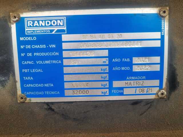 2022 Randon SR BA AB 0320 Tri/A Tipping Trailer (Inoperable)