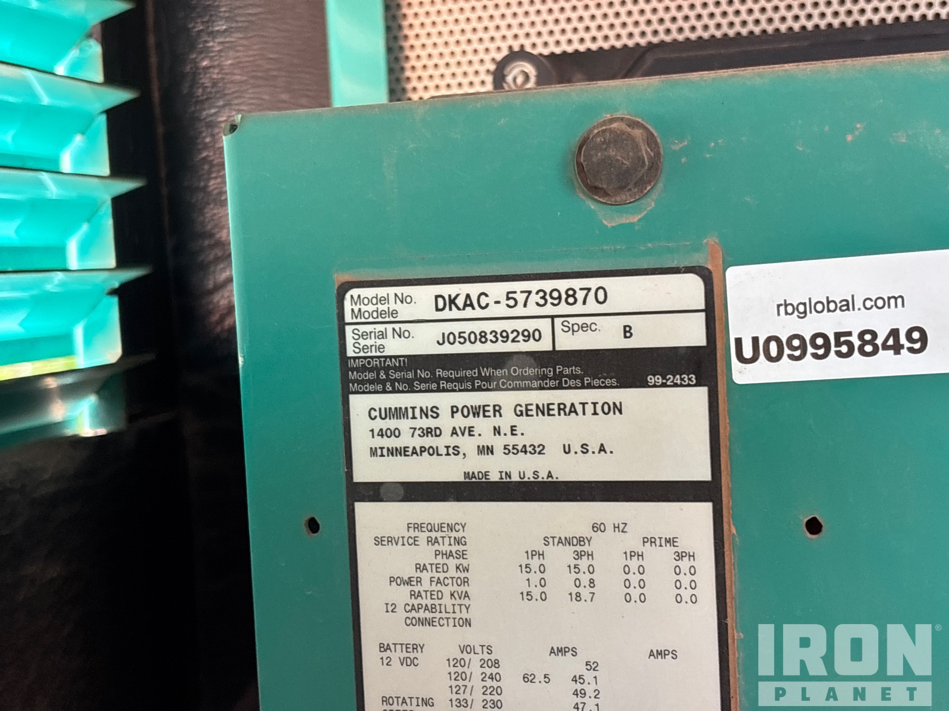 General Appearance with Serial Number / VIN