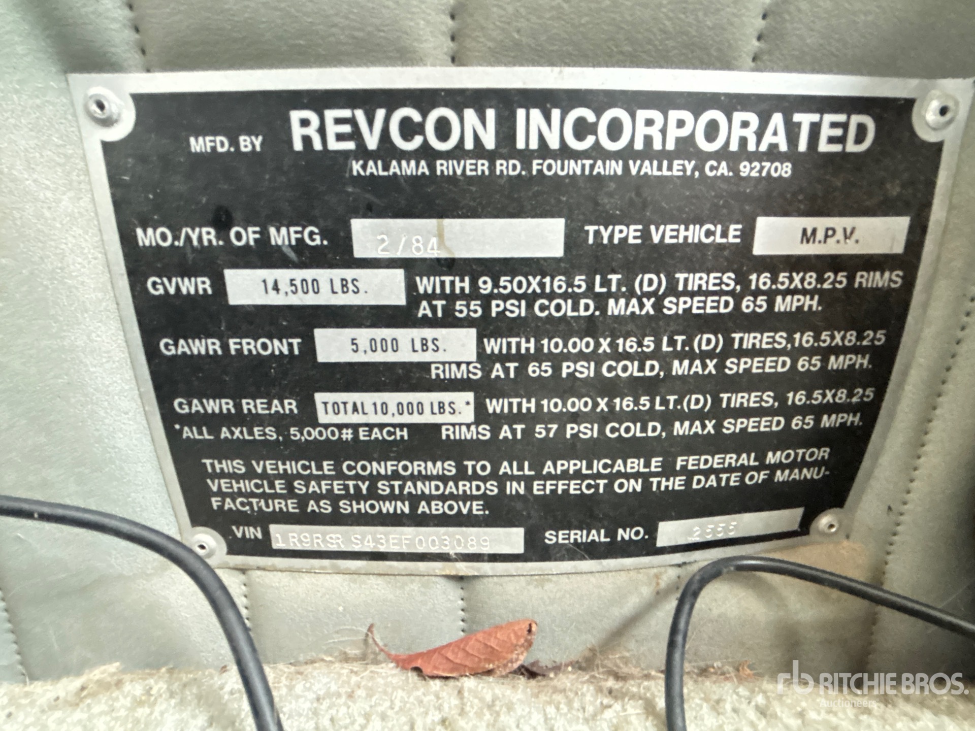General Appearance with Serial Number / VIN