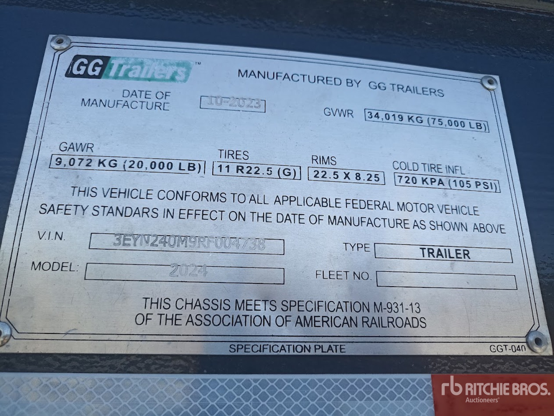 General Appearance with Serial Number / VIN