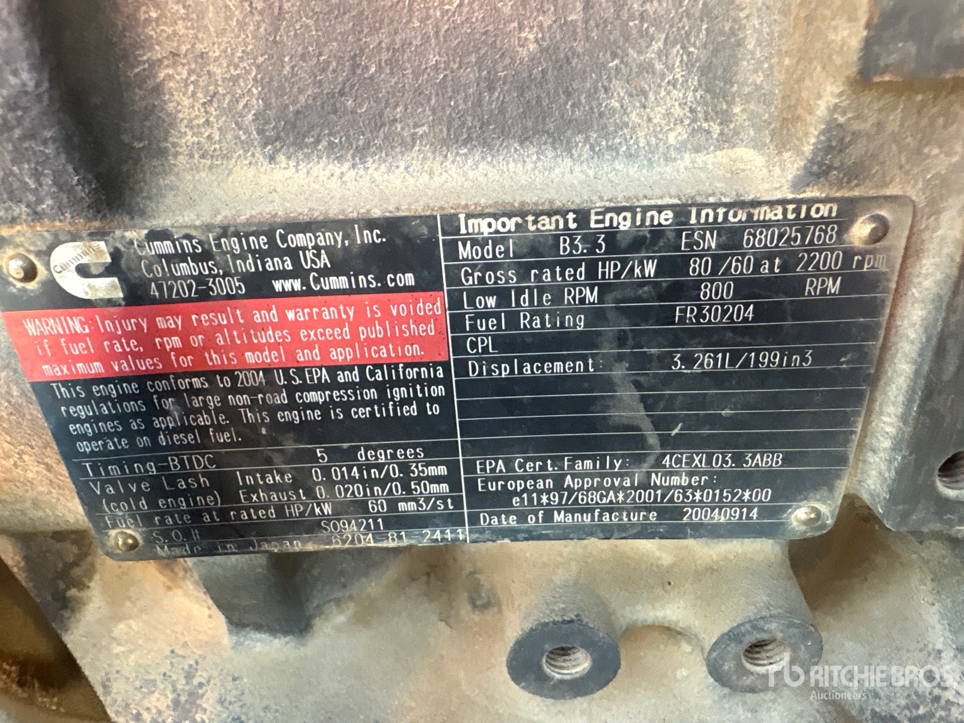 General Appearance with Serial Number / VIN