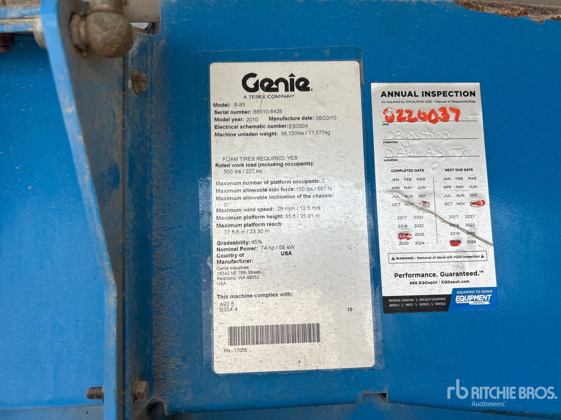General Appearance with Serial Number / VIN