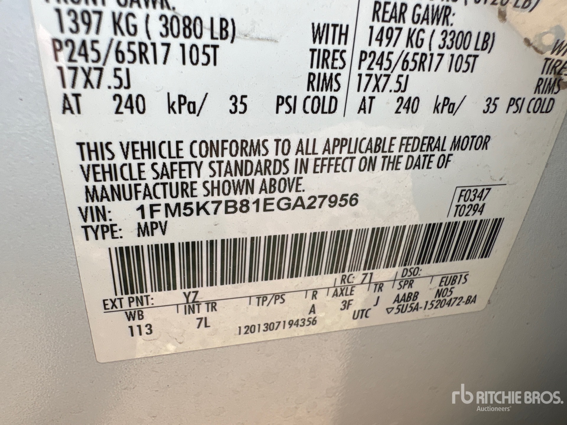 General Appearance with Serial Number / VIN