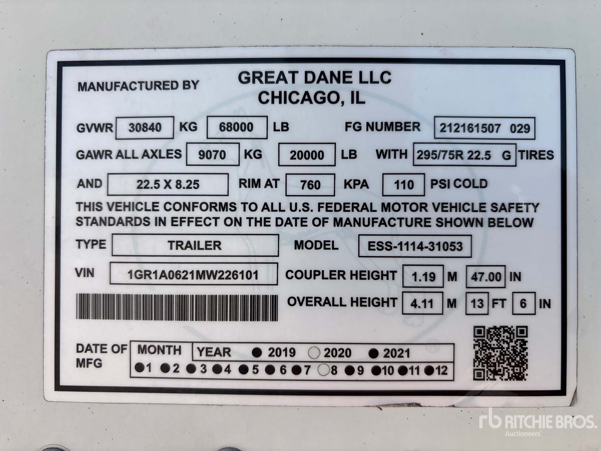 2021 Great Dane ESS-1114-31053