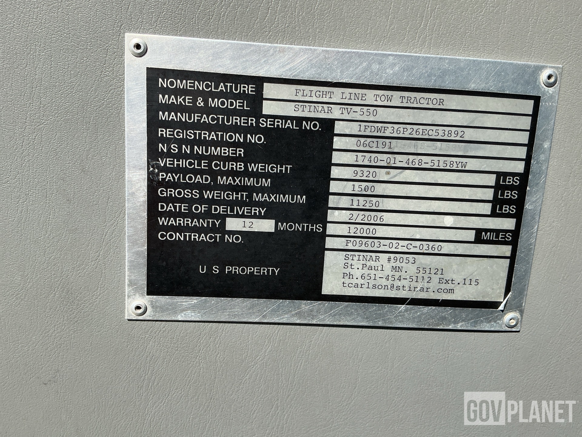 General Appearance with Serial Number / VIN