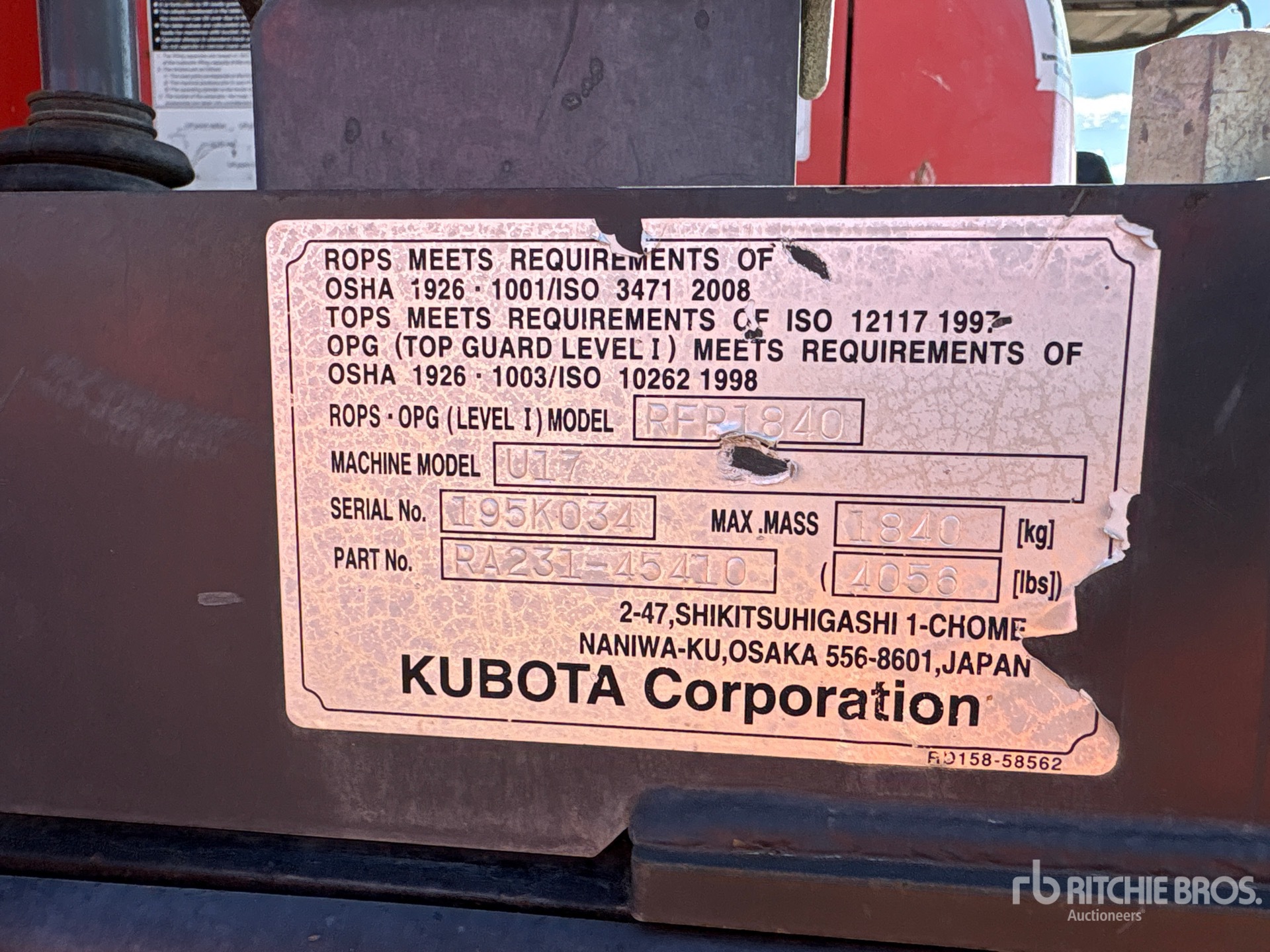 2019 Kubota U17VR1