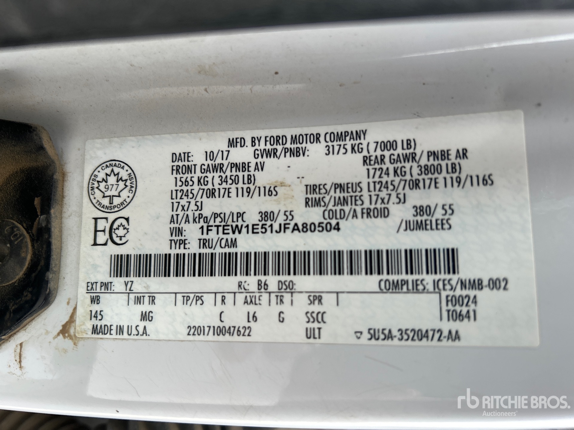 General Appearance with Serial Number / VIN