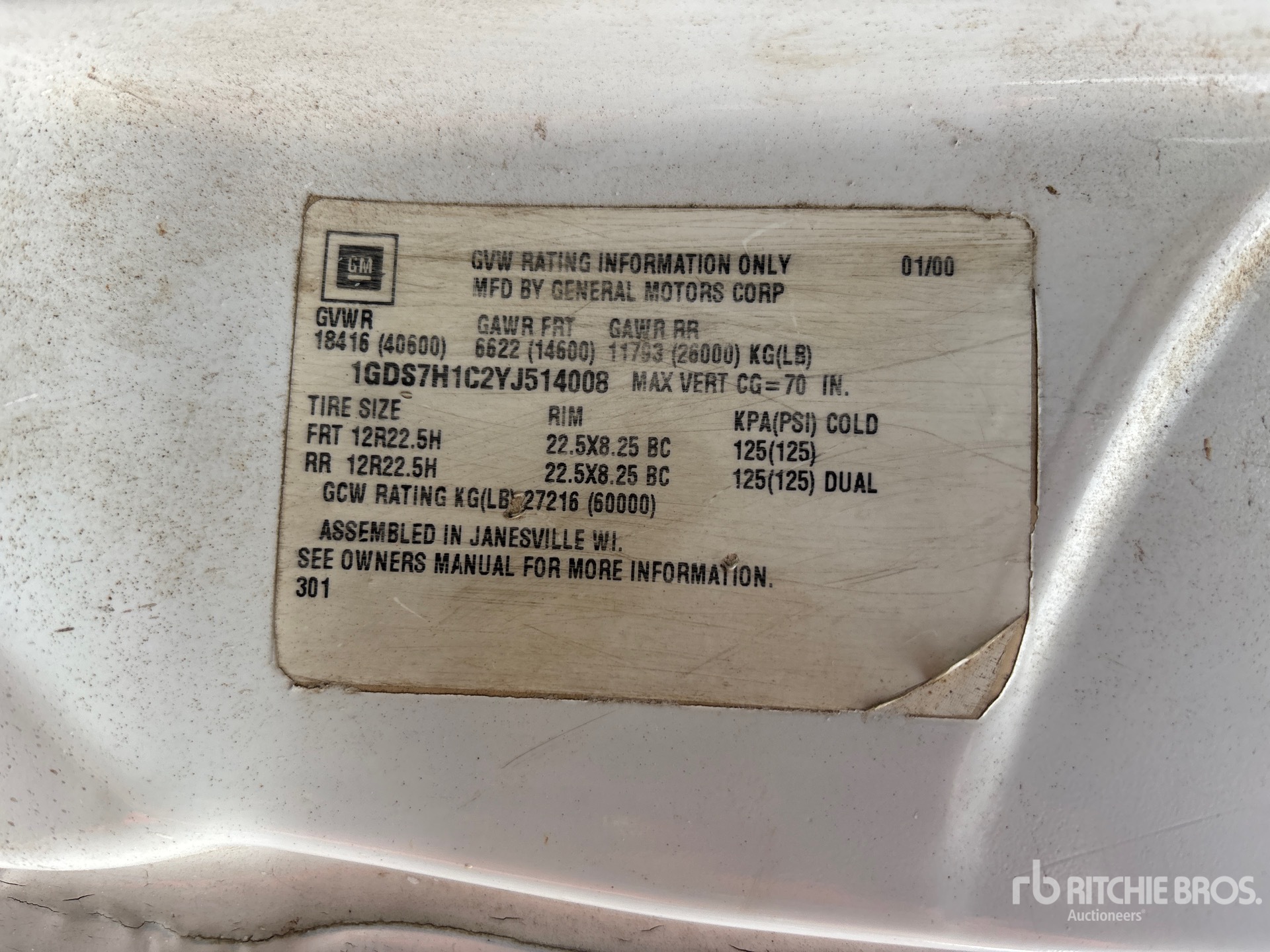 General Appearance with Serial Number / VIN