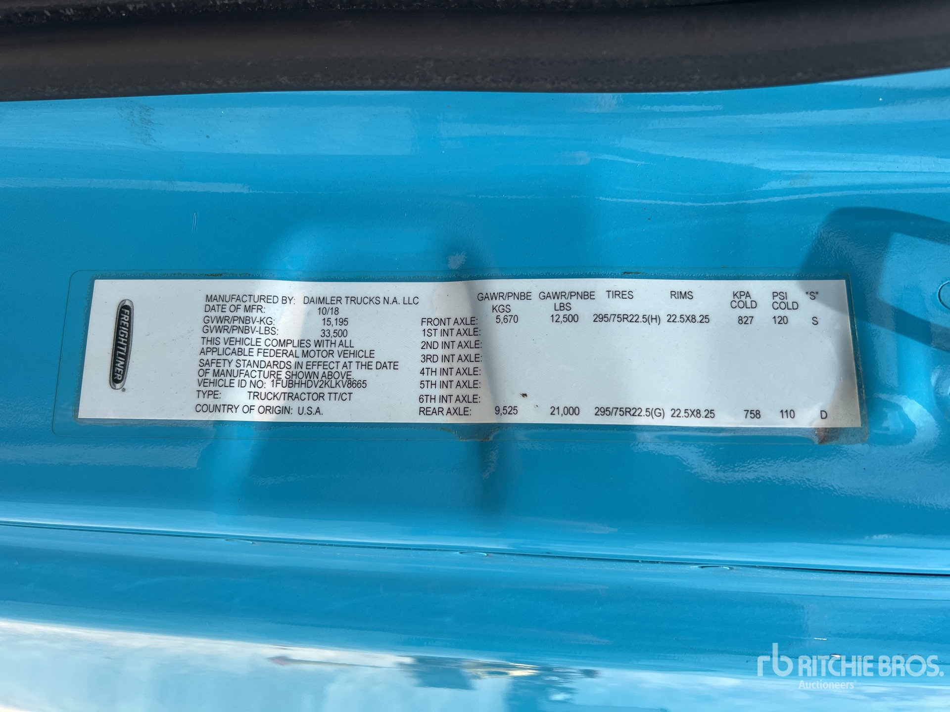 General Appearance with Serial Number / VIN