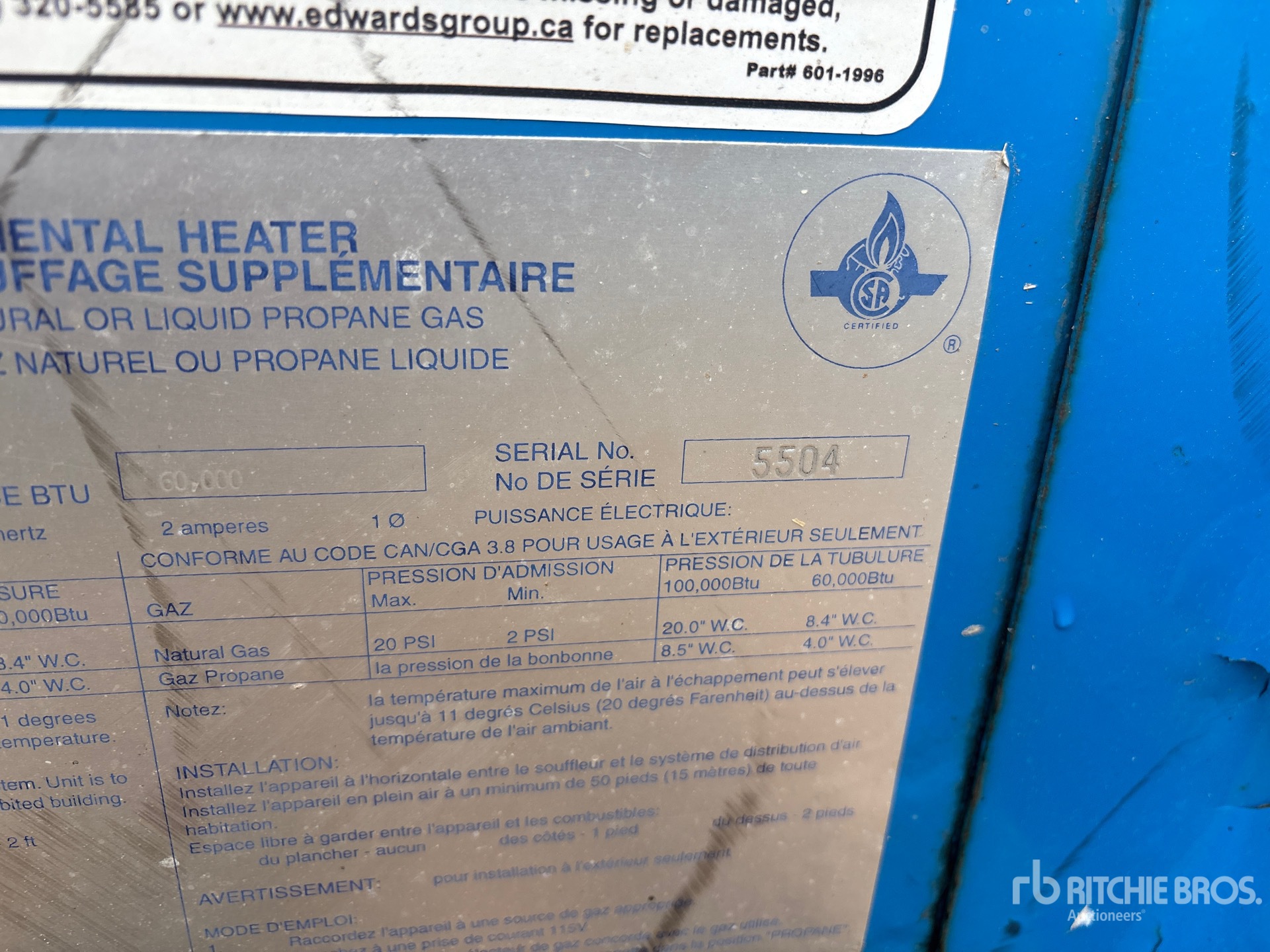 General Appearance with Serial Number / VIN